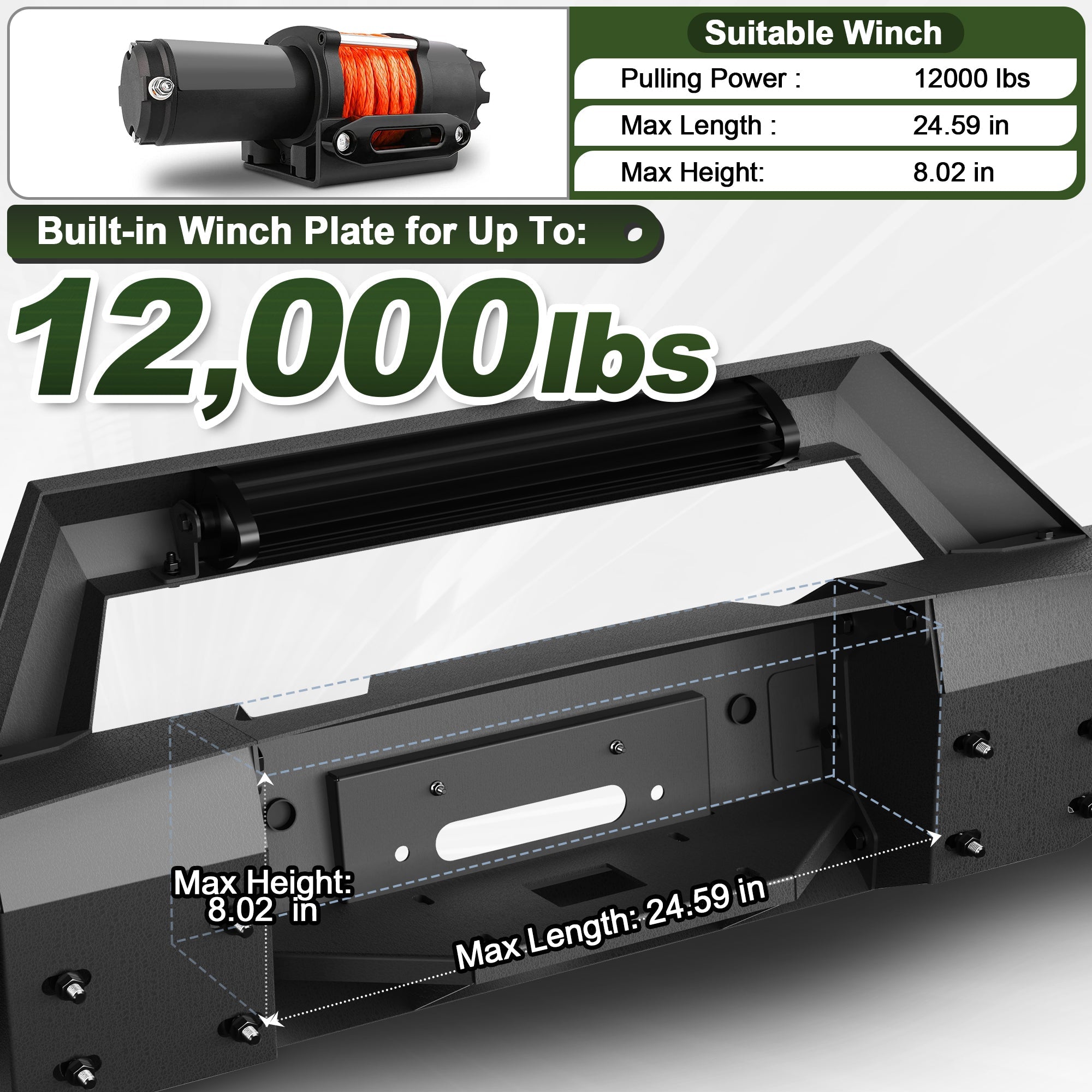 Ram 1500 Front Bumper w/Winch Plate for 2006 2007 2008 Ram 1500 (Excluding Mega Cab) - nadiaauto