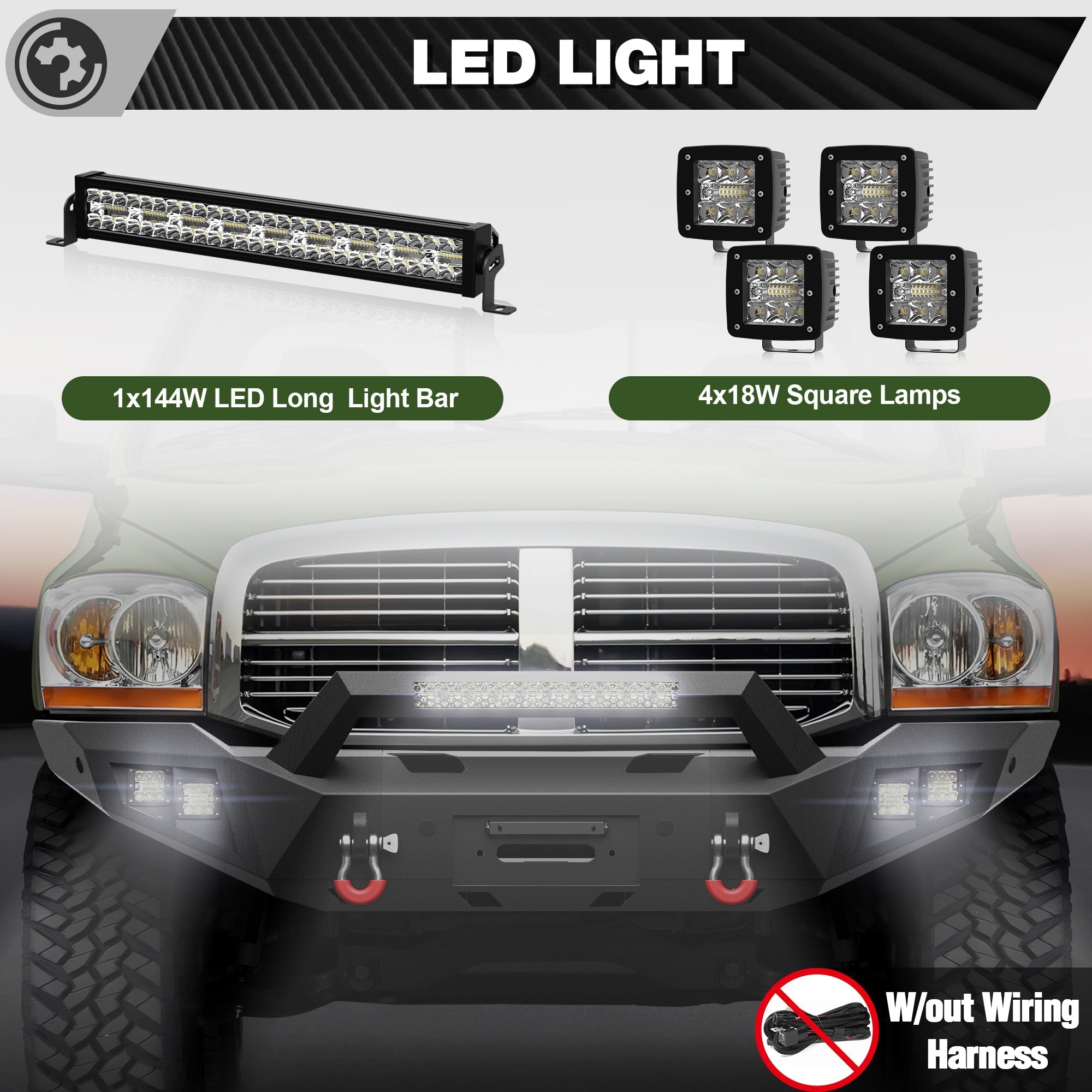Ram 1500 Front Bumper w/Winch Plate for 2006 2007 2008 Ram 1500 (Excluding Mega Cab) - nadiaauto
