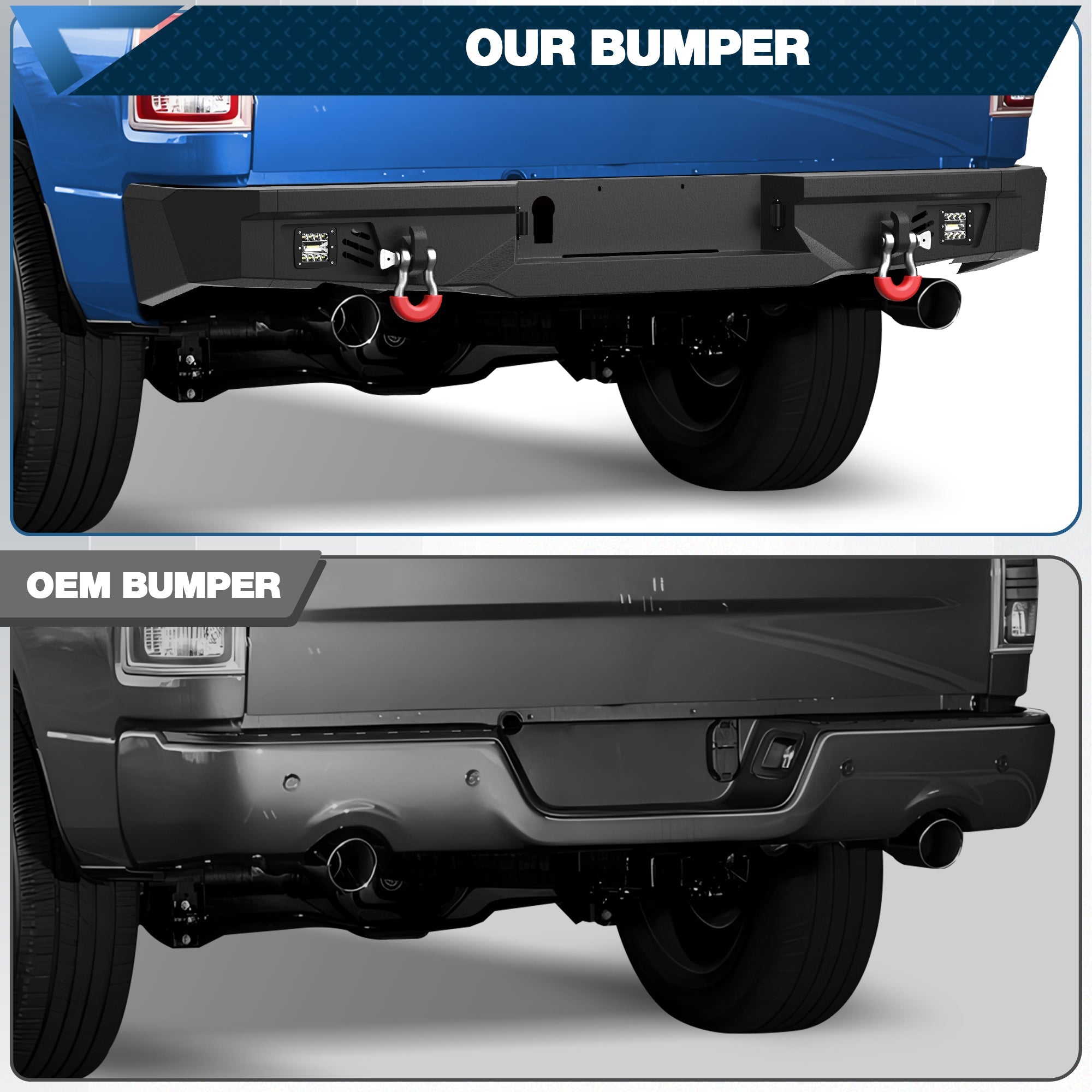 Ram 1500 Rear Bumper for 2009 - 2018 Ram 1500 Pickup and 2019 - 2025 Ram 1500 Classic Only - nadiaauto
