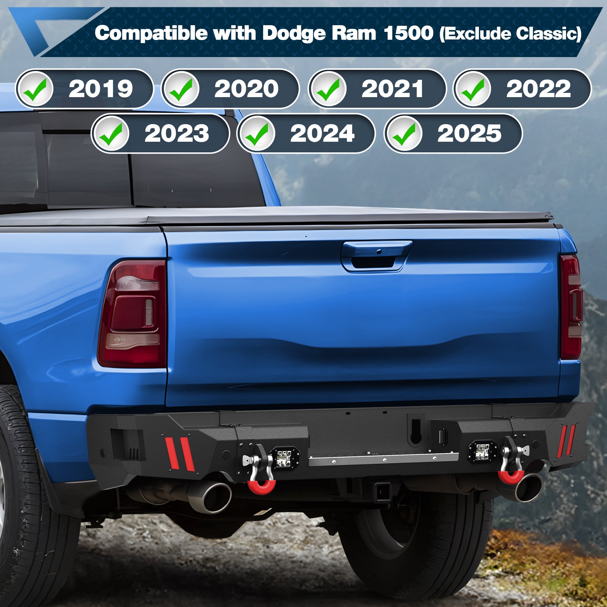 Ram 1500 Rear Bumper for 2019 2020 2021 2022 2023 2024 2025 Ram 1500 (Excluding Classic) - nadiaauto