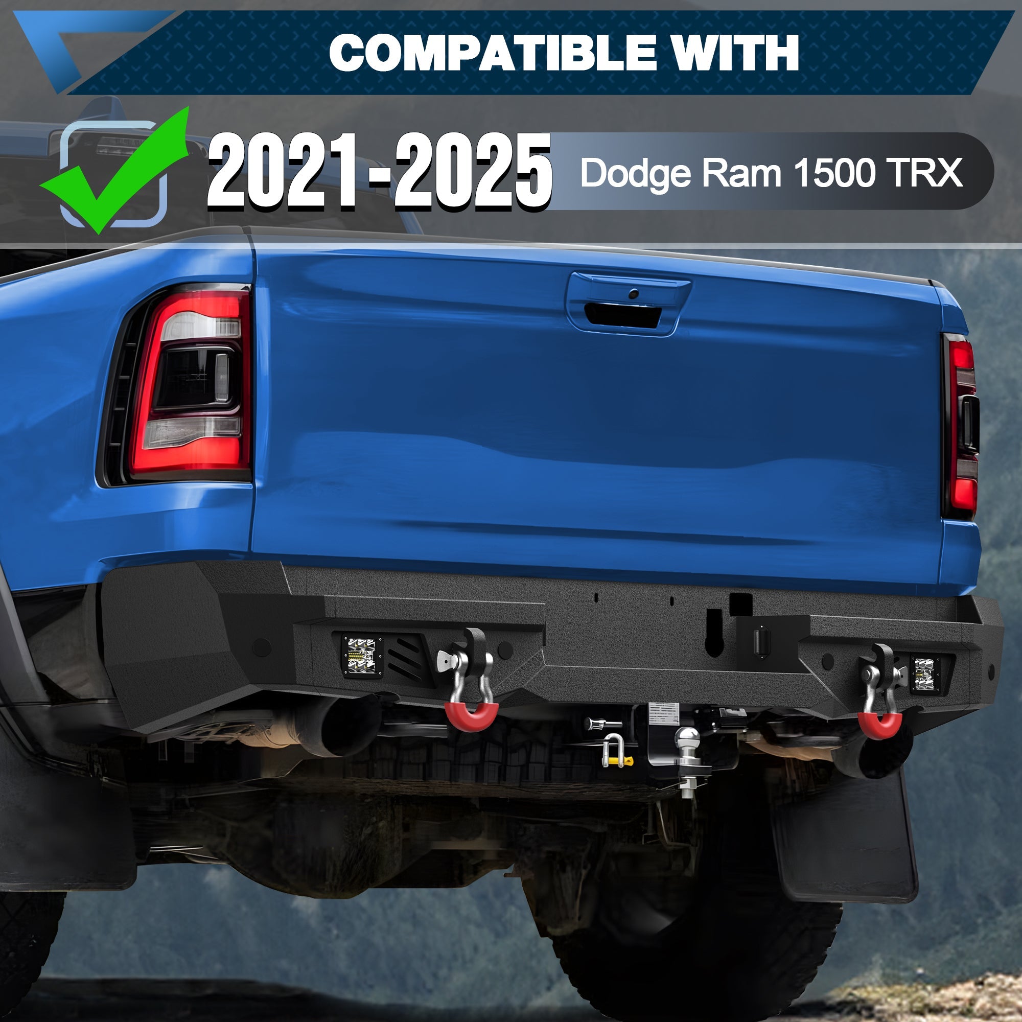 Ram 1500 Rear Bumper for 2021 2022 2023 2024 2025 Ram 1500 TRX Pickup (Ram 1500 TRX only) - nadiaauto