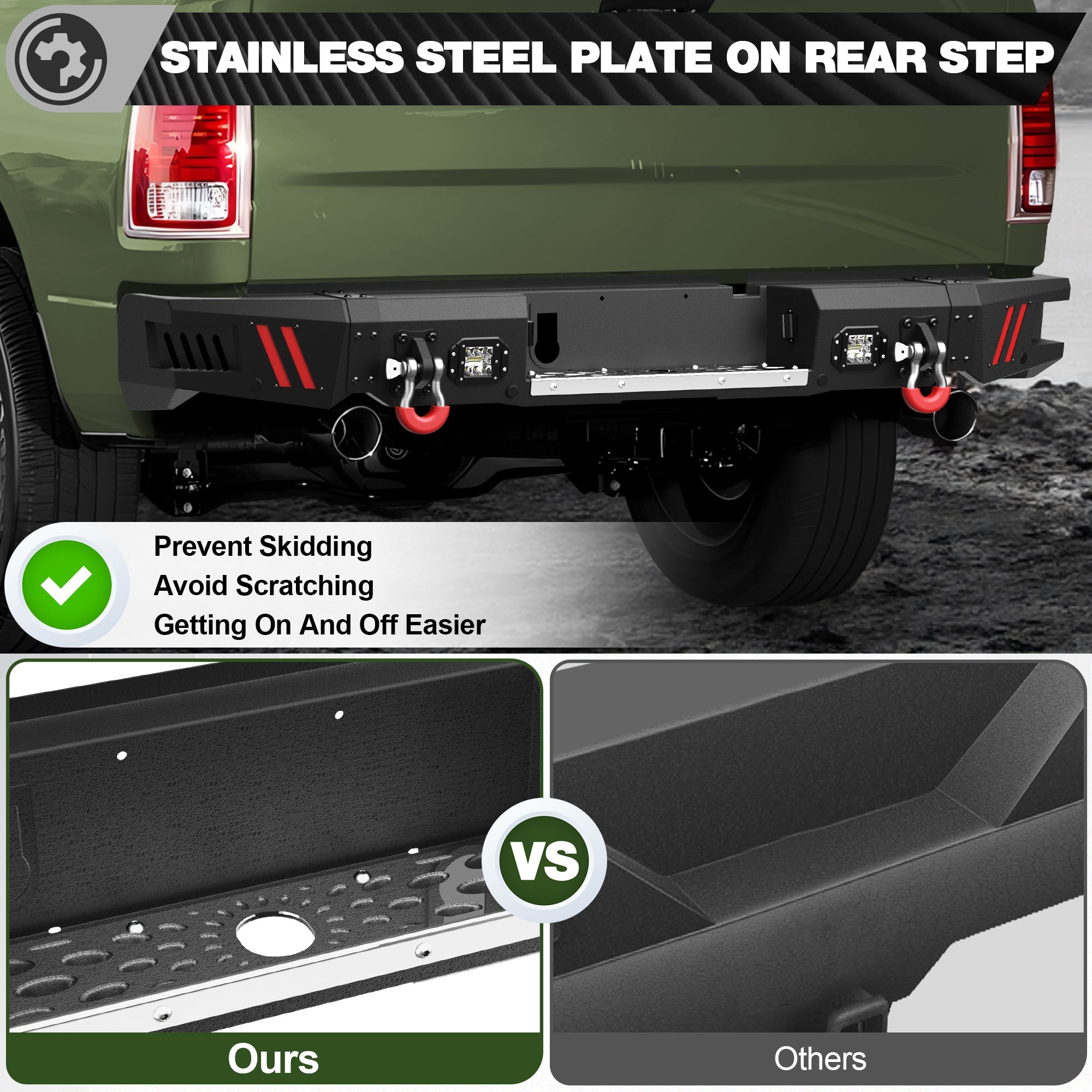 Ram 1500 Rear Bumper Pickup Truck Bumper for Ram 1500 2009-2018 and Ram 1500 2019-2025 Classic - nadiaauto