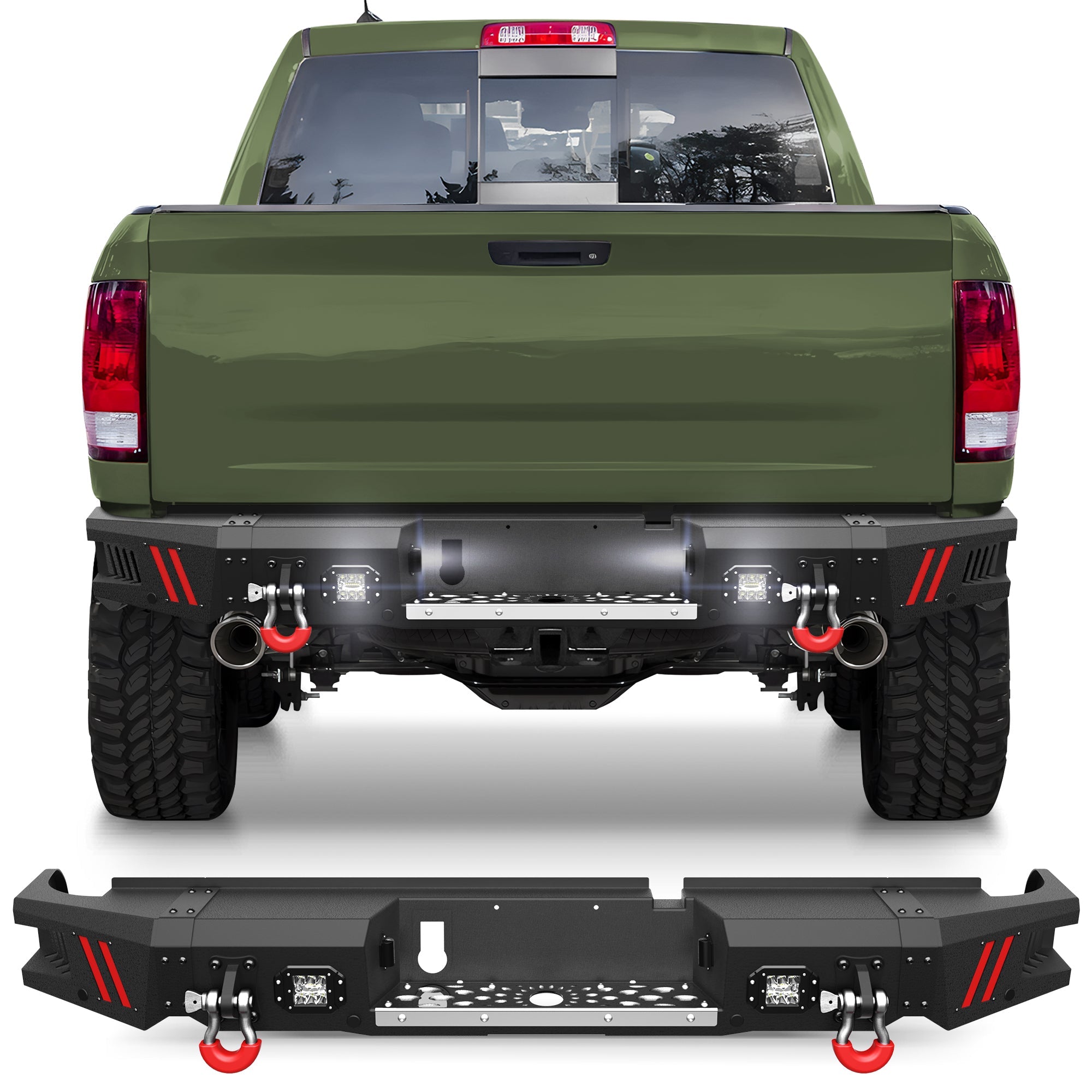 Ram 1500 Rear Bumper Pickup Truck Bumper for Ram 1500 2009-2018 and Ram 1500 2019-2025 Classic - nadiaauto