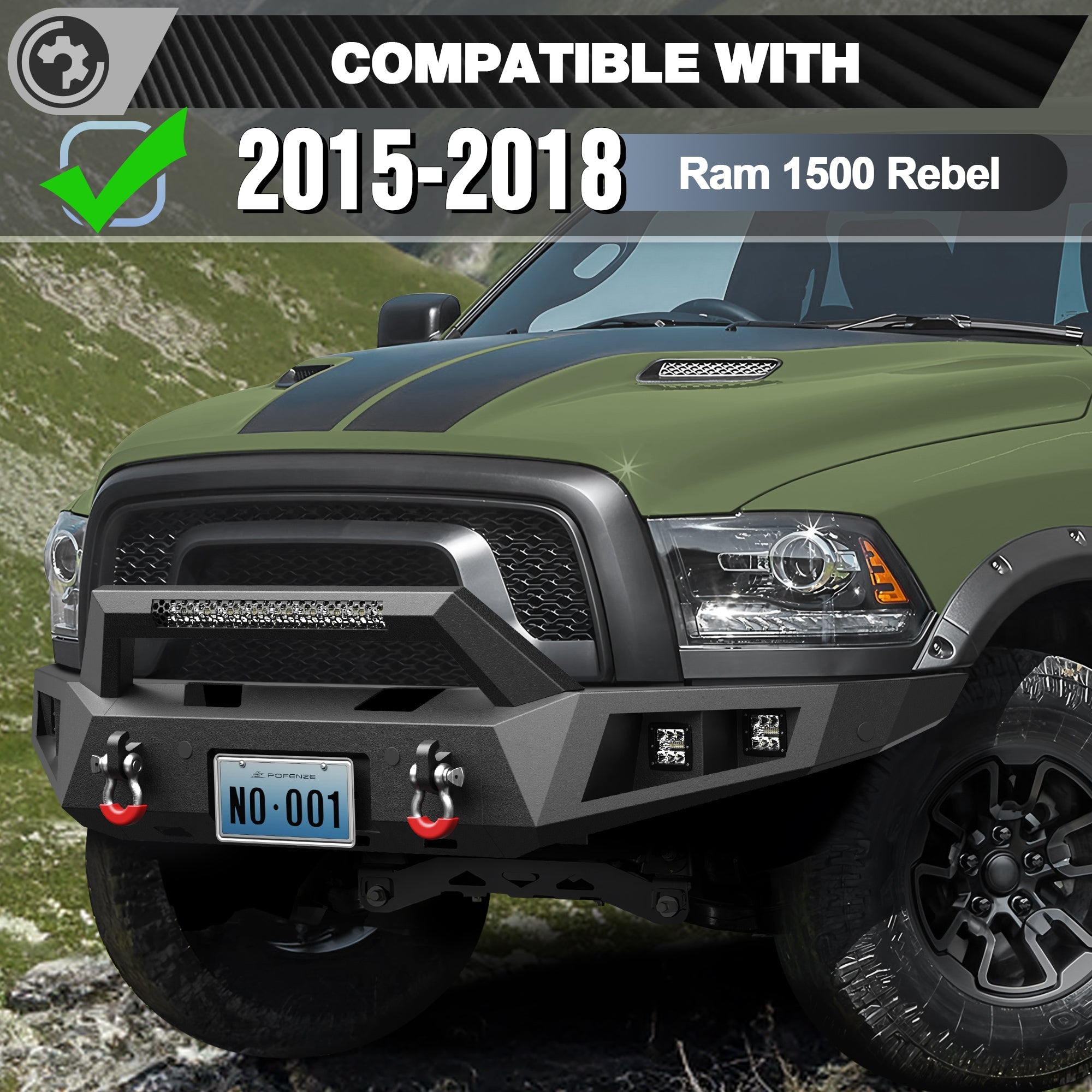 Ram 1500 Rebel Front and Rear Bumper Set for 2015-2018 Ram 1500 Rebel Only - nadiaauto