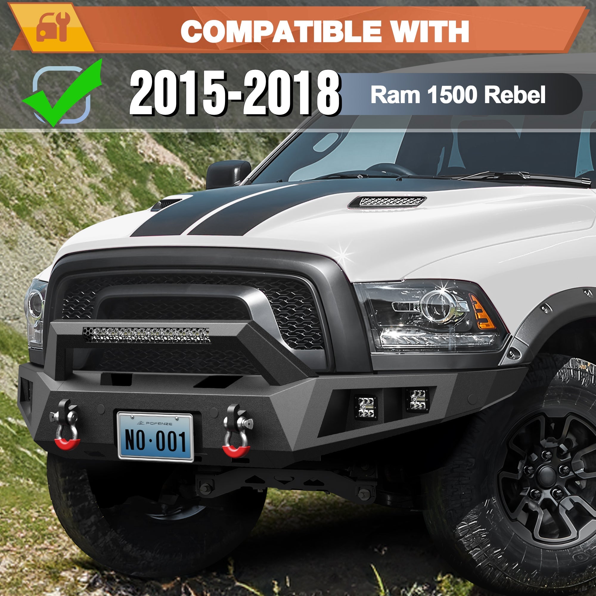 Ram 1500 Rebel Front and Rear Bumper Set for 2015 - 2018 Ram 1500 Rebel Only - nadiaauto