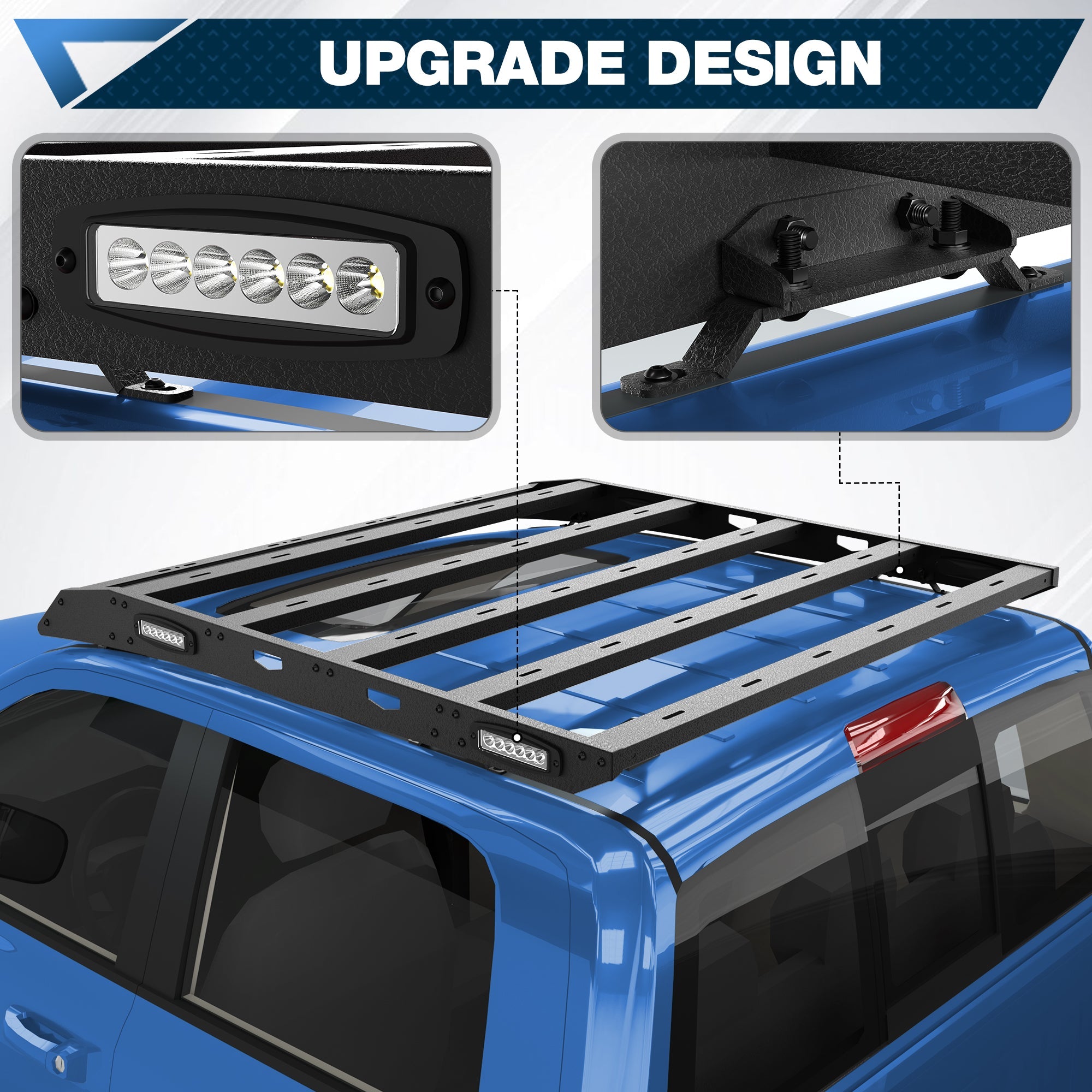 Ram 1500 Roof Rack Top Cargo Carrier with Side LED Lights Compatible with 2009 - 2018 Ram 1500 4th Gen Crew Cab - nadiaauto
