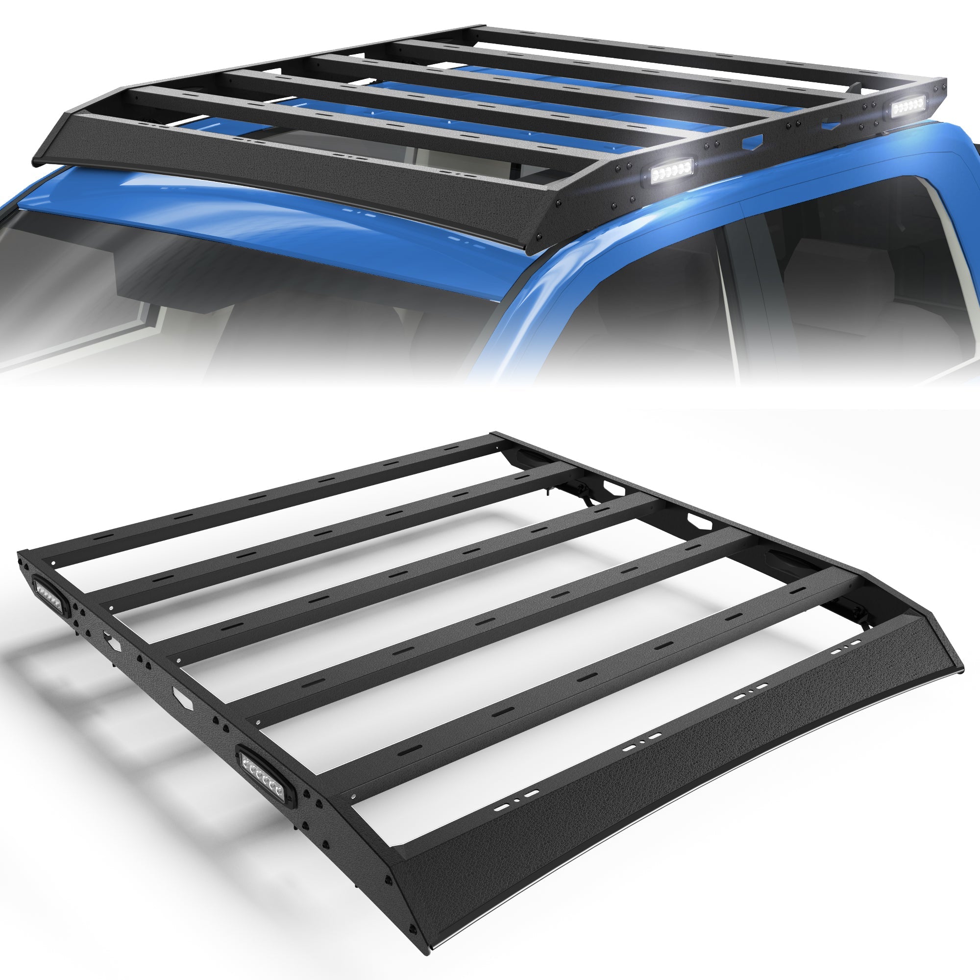 Ram 1500 Roof Rack Top Cargo Carrier with Side LED Lights Compatible with 2009 - 2018 Ram 1500 4th Gen Crew Cab - nadiaauto