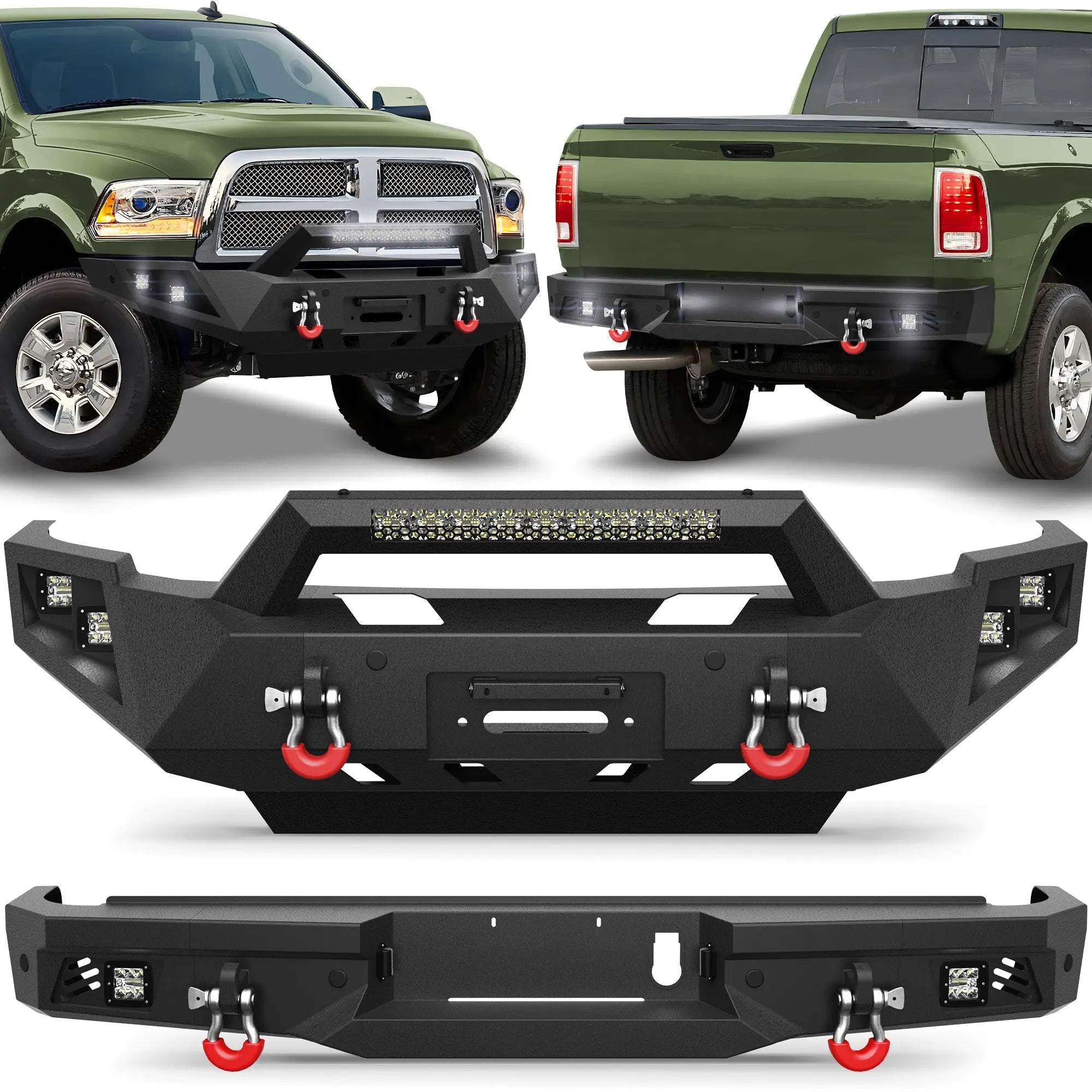 Ram 2500 Front and Rear Bumper Set w/Winch Plate for 2010-2018 Dodge Ram 2500/3500 - nadiaauto