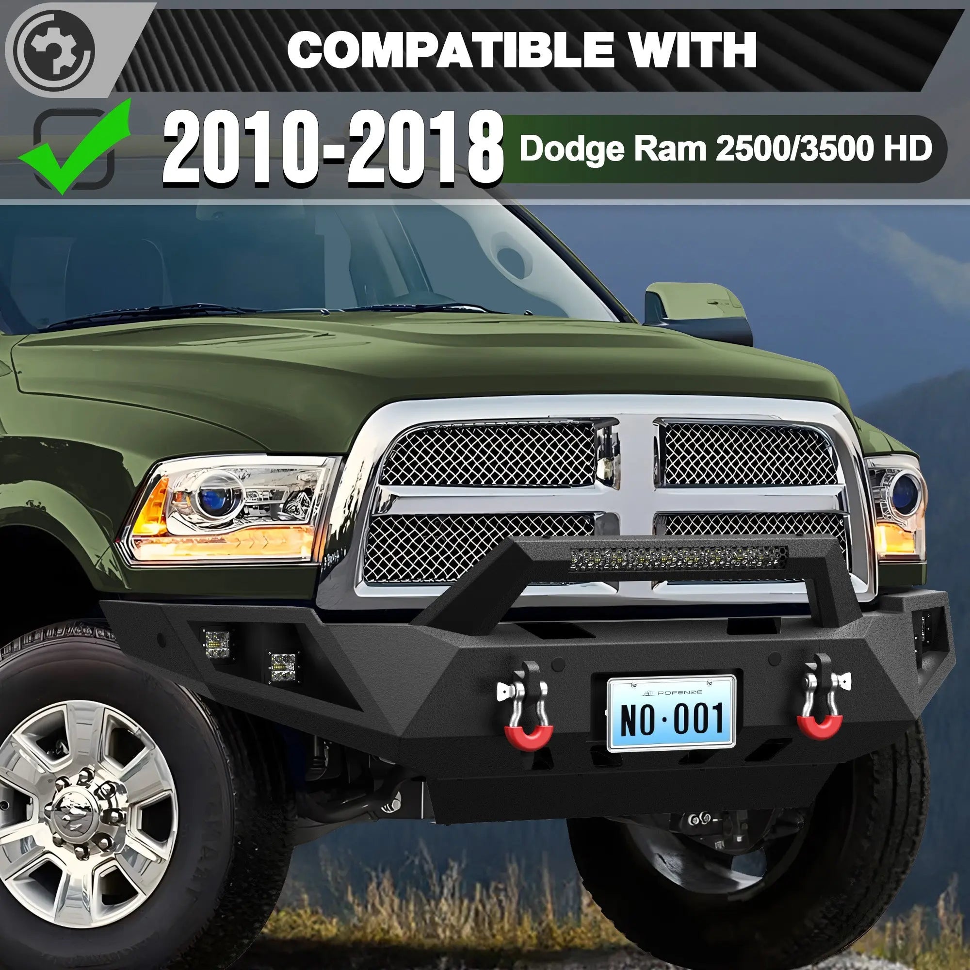 Ram 2500 Front and Rear Bumper Set w/Winch Plate for 2010-2018 Dodge Ram 2500/3500 - nadiaauto
