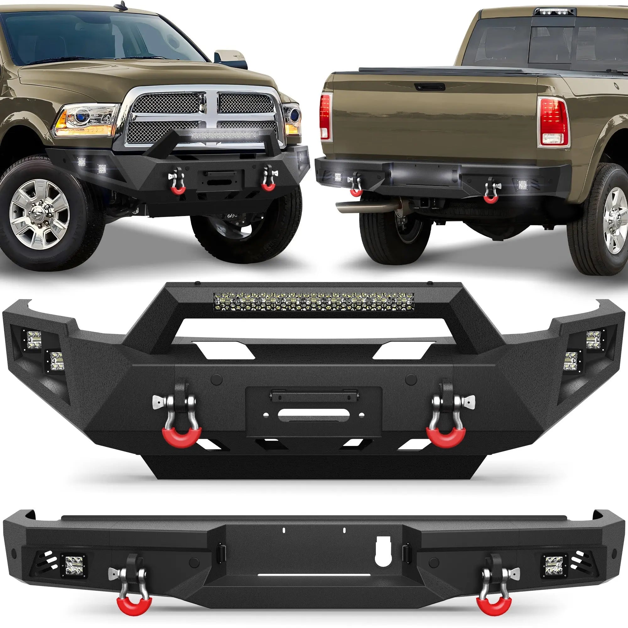 Ram 2500 Front and Rear Bumper Set w/Winch Plate for 2010-2018 Dodge Ram 2500/3500 - nadiaauto