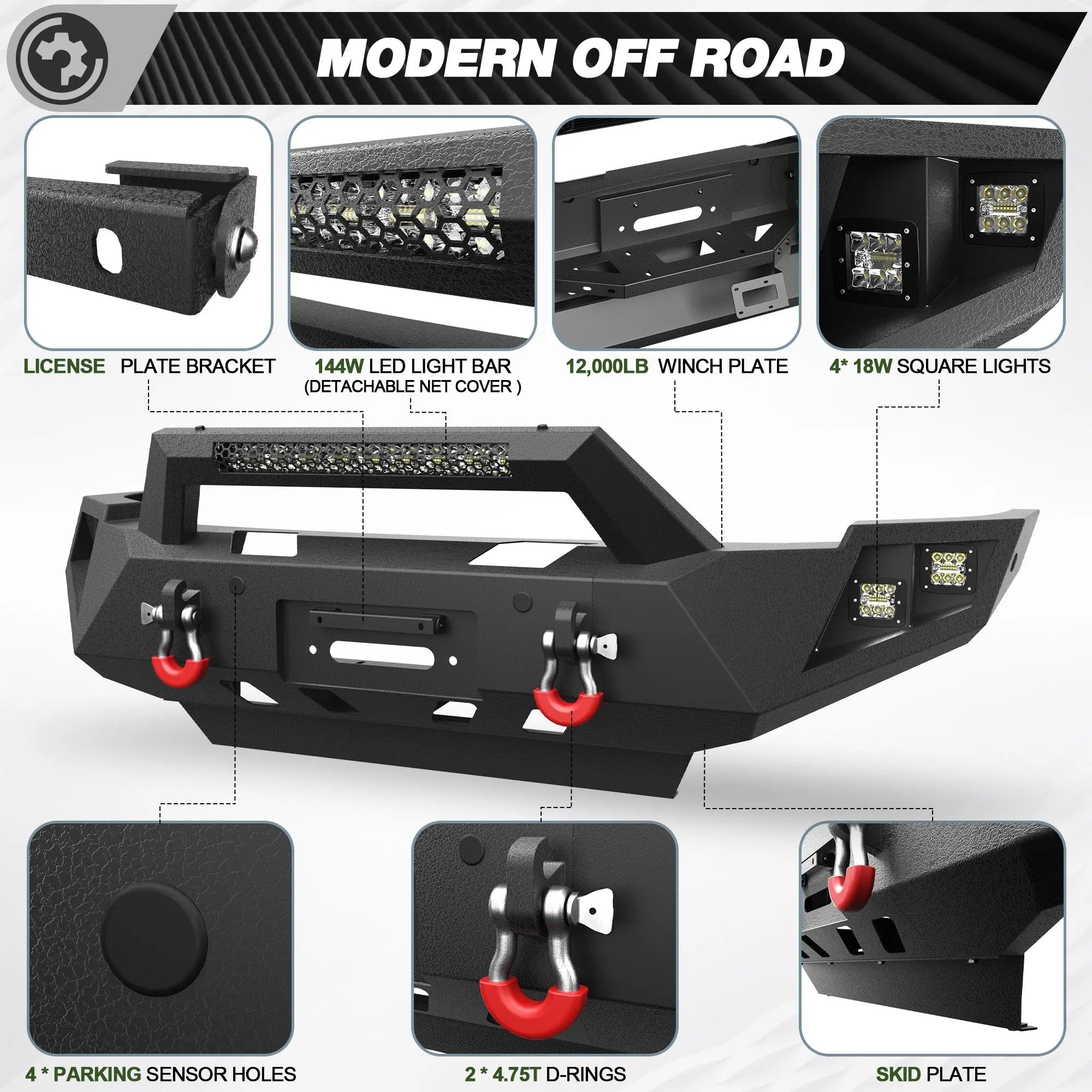 Ram 2500 Front and Rear Bumper Set w/Winch Plate for 2010-2018 Dodge Ram 2500/3500 - nadiaauto