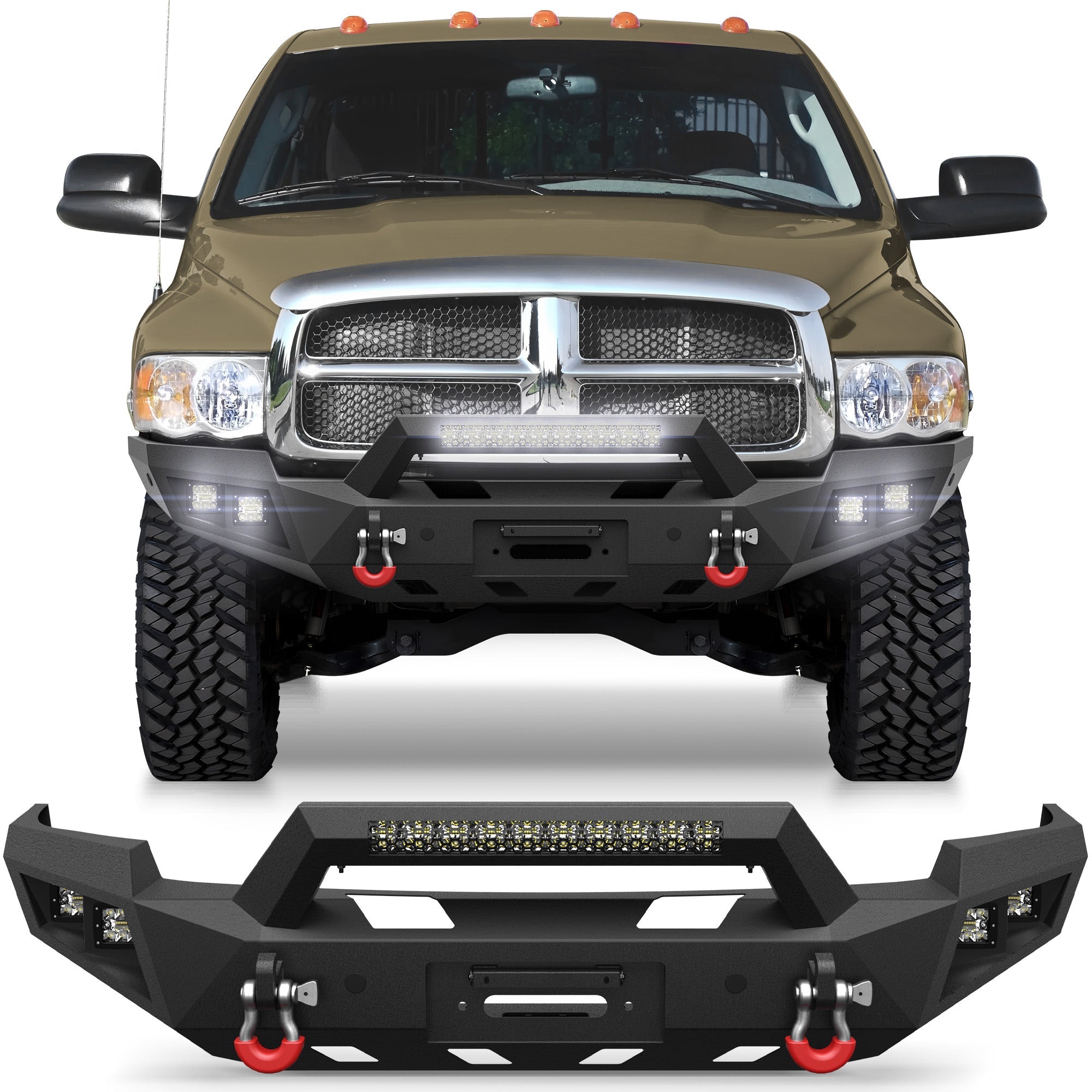 Ram 2500 Front Bumper for 2003 2004 2005 Dodge Ram 2500/3500 Pickup w/Winch Plate (Excluding Diesel) - nadiaauto