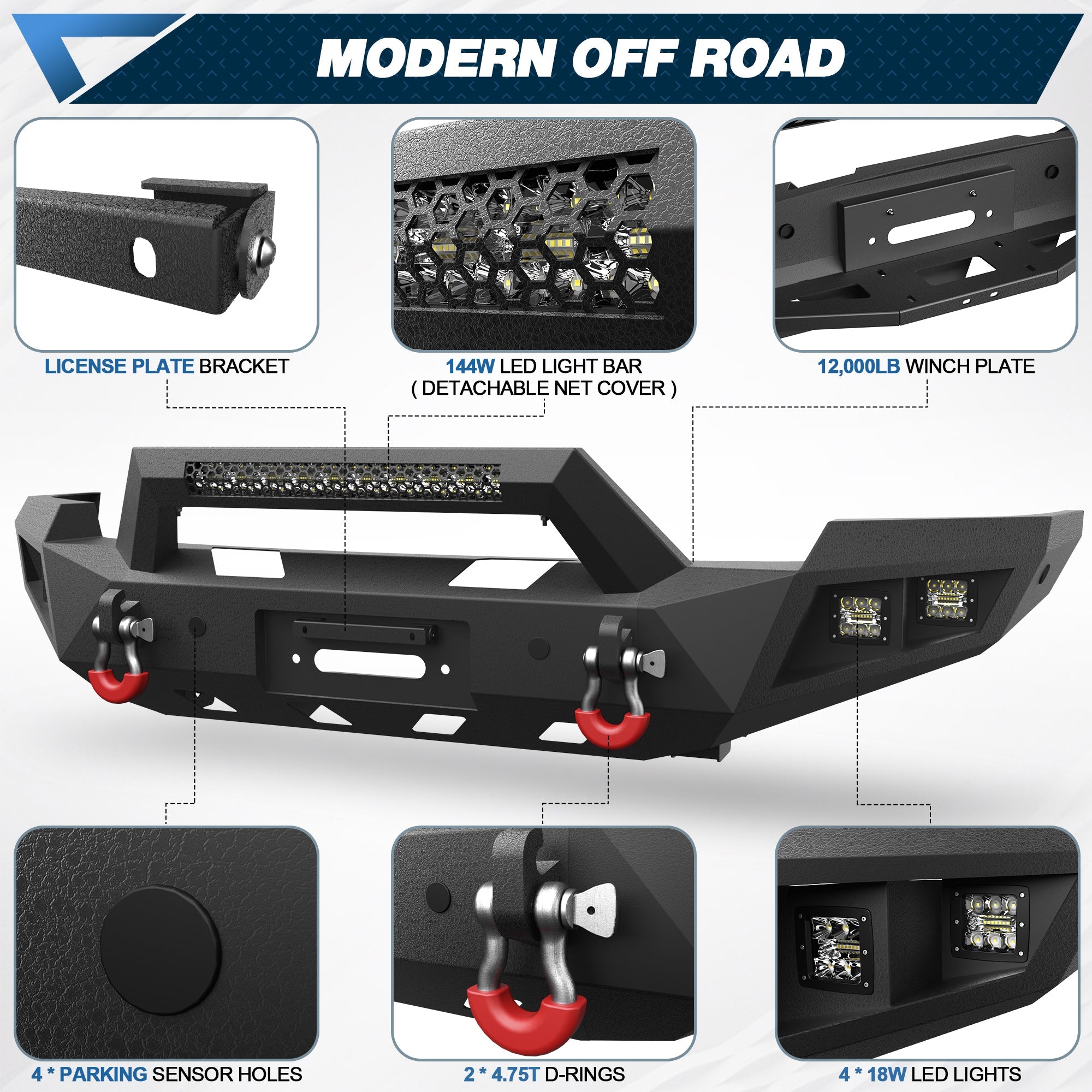 Ram 2500 Front Bumper for 2003 2004 2005 Dodge Ram 2500/3500 Pickup w/Winch Plate (Excluding Diesel) - nadiaauto