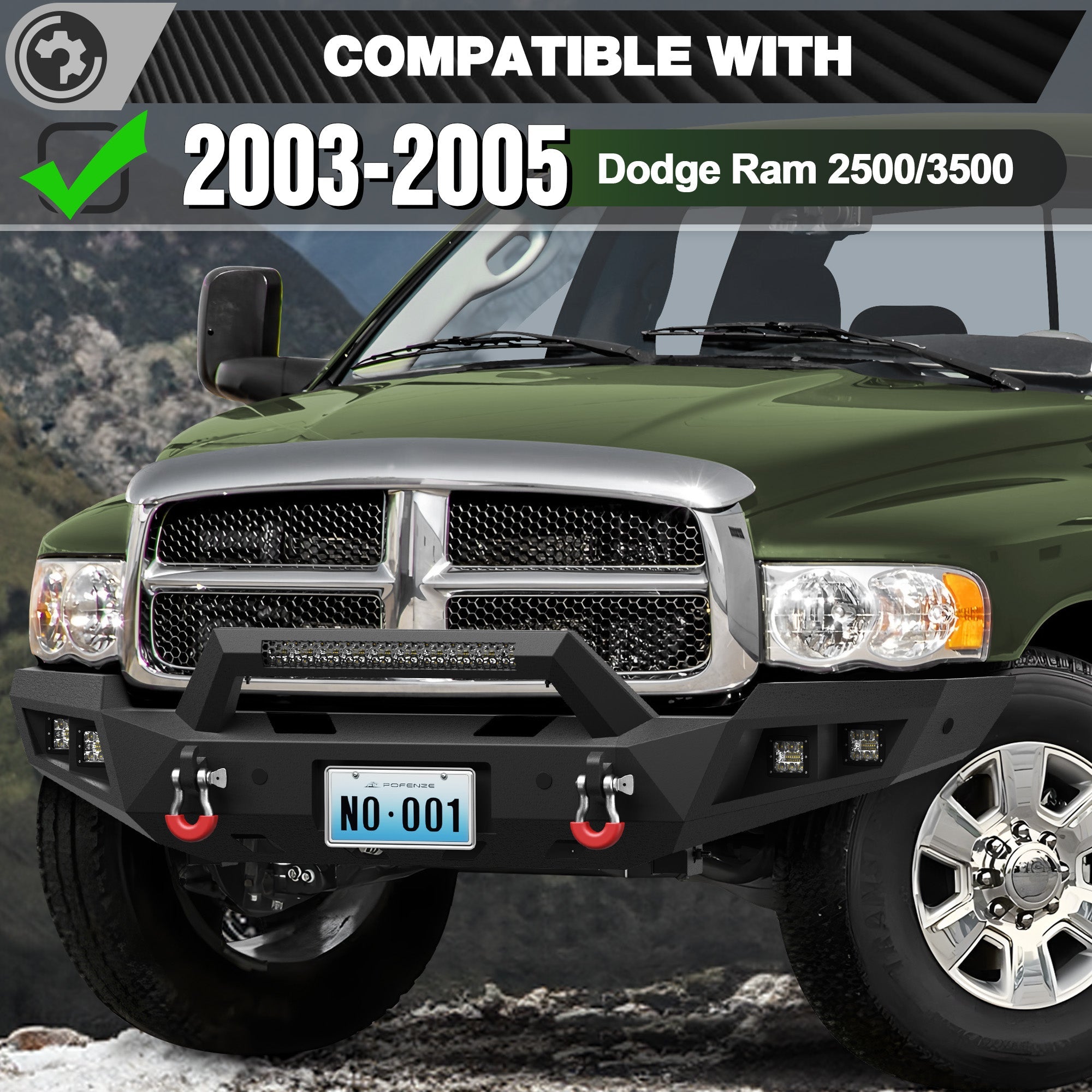 Ram 2500 Front Bumper for 2003 2004 2005 Dodge Ram 2500/3500 Pickup w/Winch Plate (Excluding Diesel) - nadiaauto
