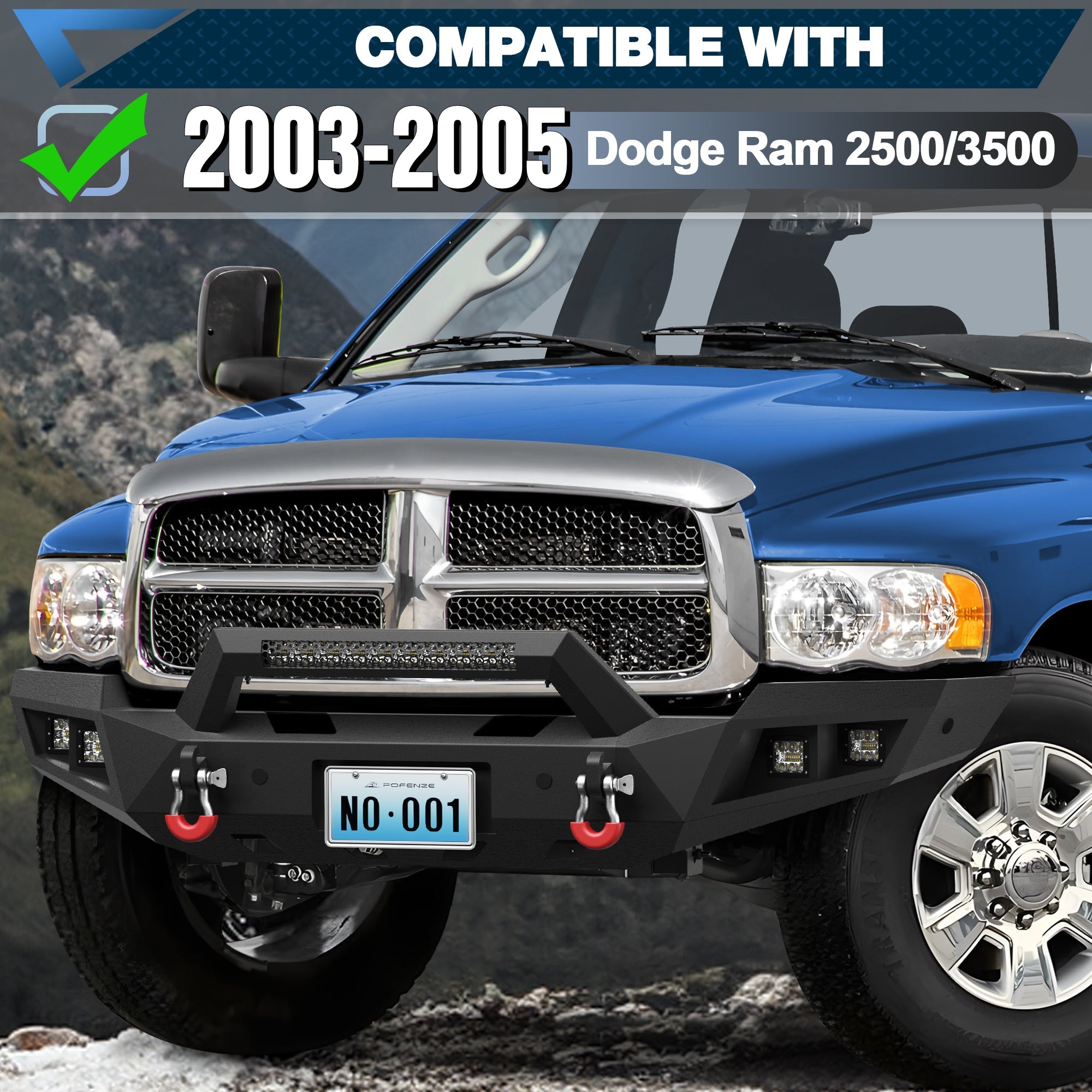 Ram 2500 Front Bumper for 2003 2004 2005 Dodge Ram 2500/3500 Pickup w/Winch Plate (Excluding Diesel) - nadiaauto