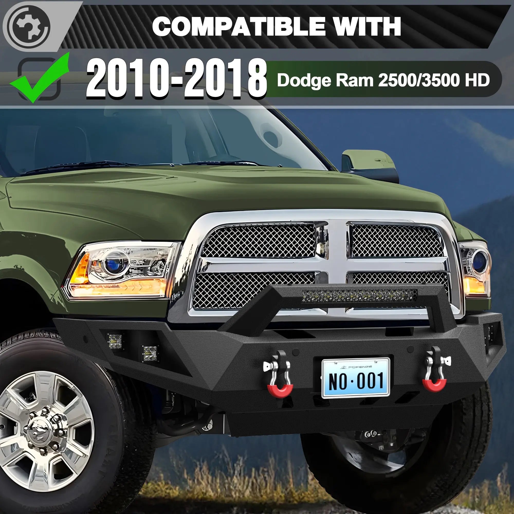 Ram 2500 Front Bumper Full Width for 2010-2018 Dodge Ram 2500/3500 Pickup - nadiaauto