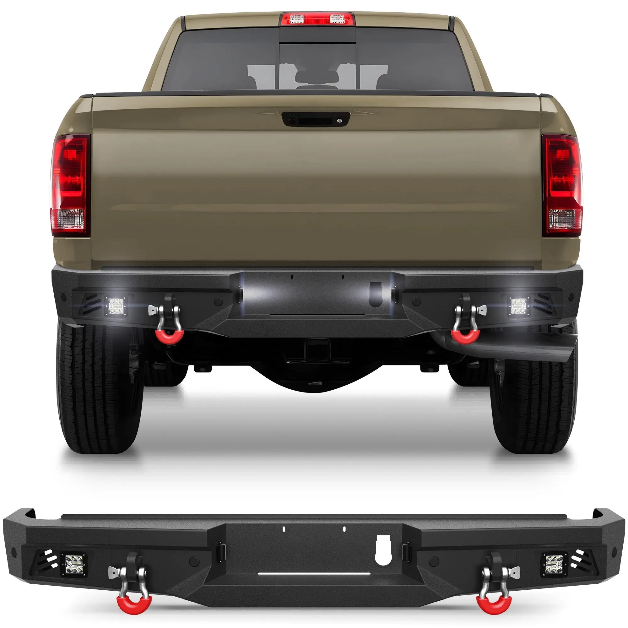 Ram 2500 Rear Back Bumper for 2010-2018 Ram 2500/3500 w/LED Lights and D-rings - nadiaauto