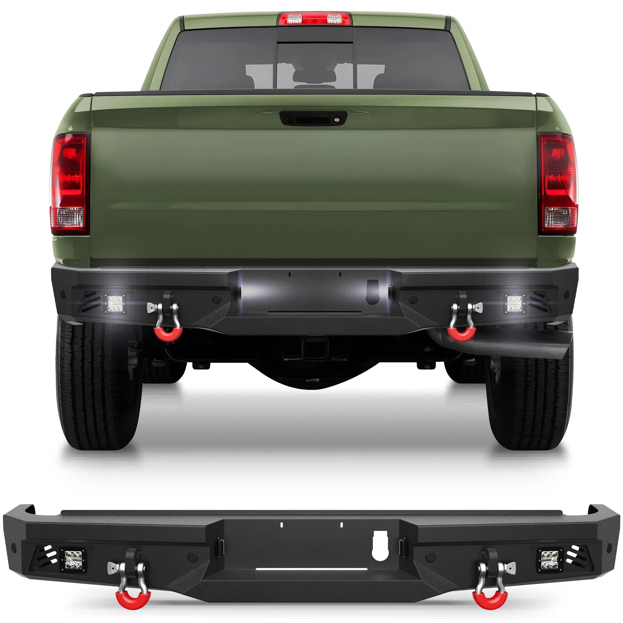 Ram 2500 Rear Back Bumper for 2010-2018 Ram 2500/3500 w/LED Lights and D-rings - nadiaauto