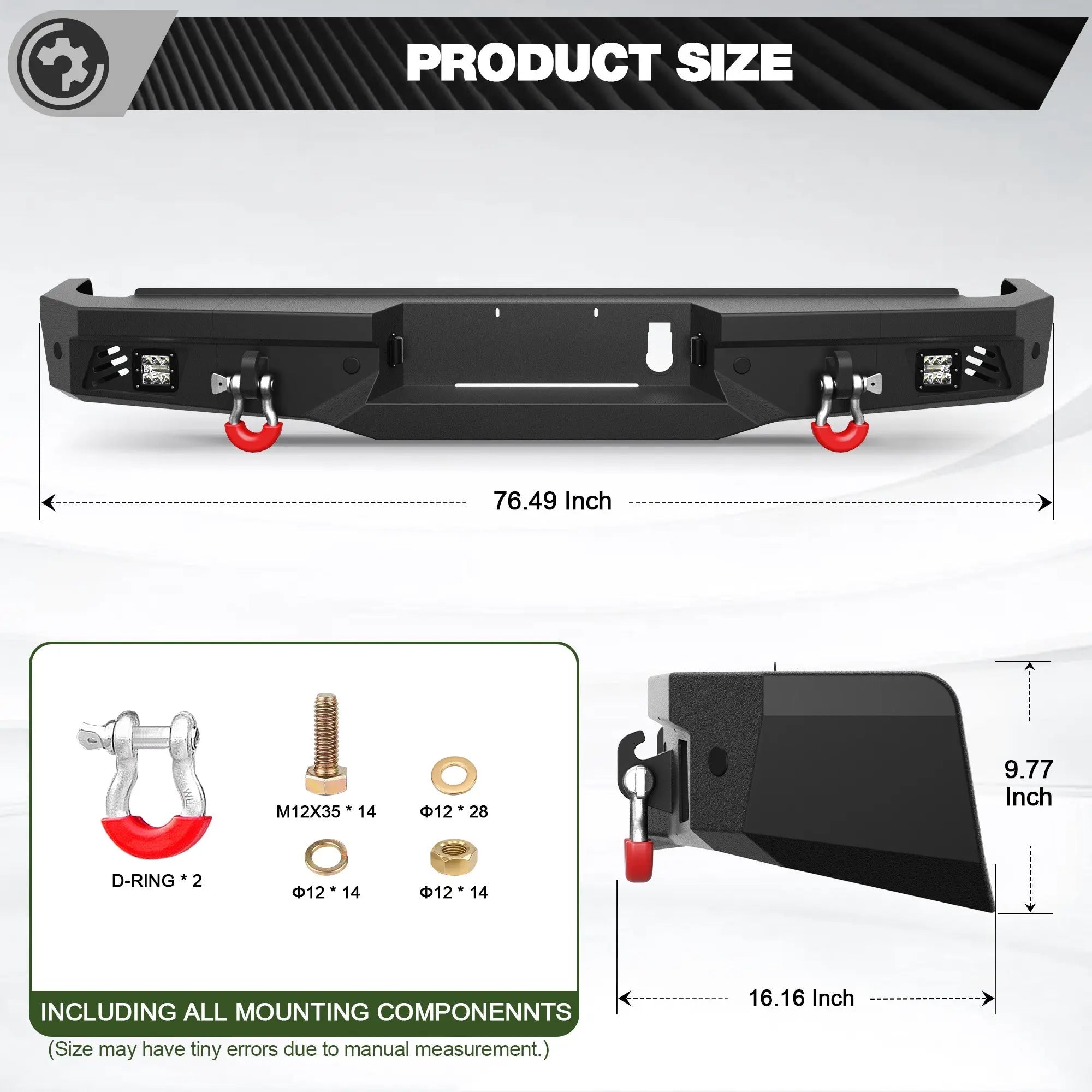 Ram 2500 Rear Back Bumper for 2010-2018 Ram 2500/3500 w/LED Lights and D-rings - nadiaauto