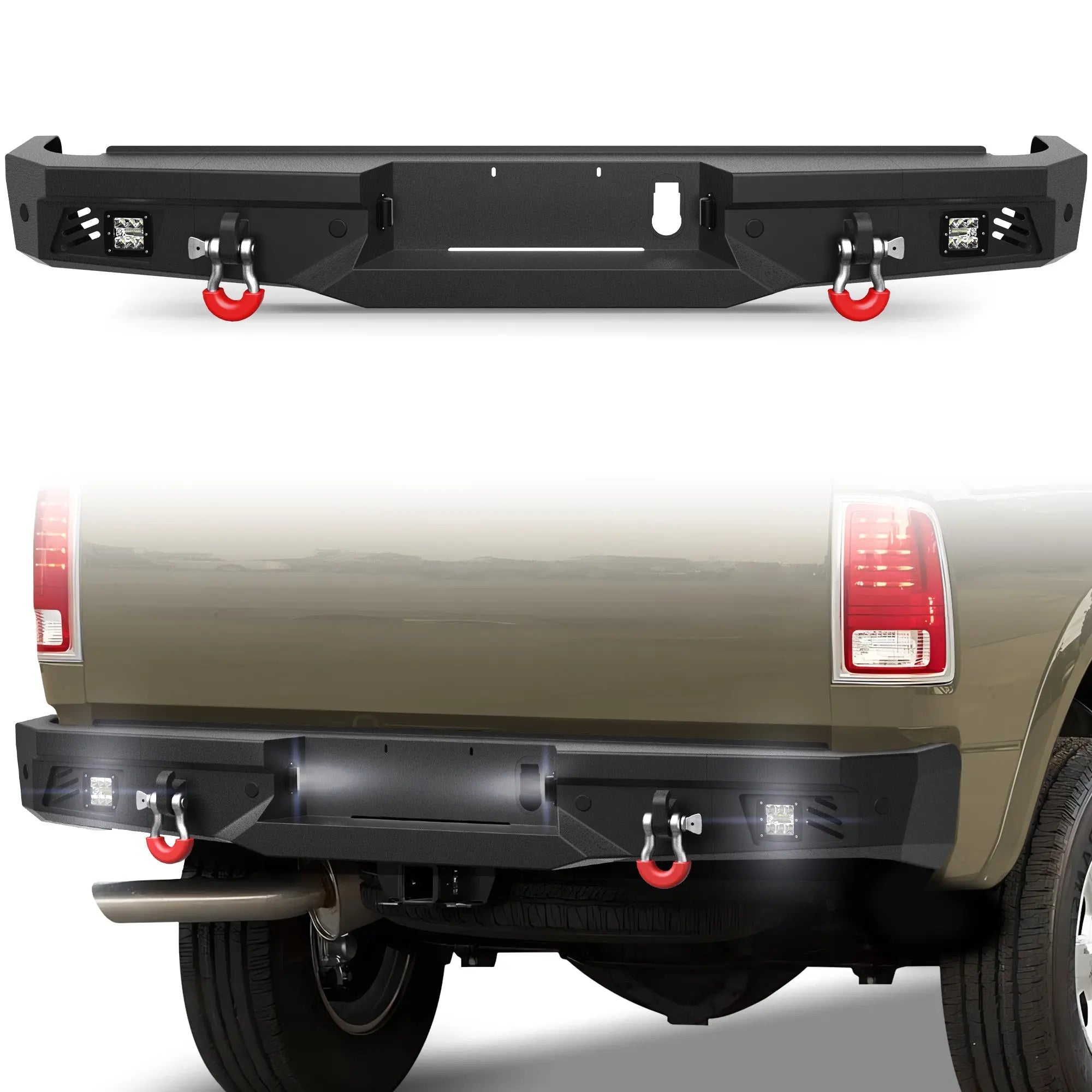 Ram 2500 Rear Back Bumper for 2010-2018 Ram 2500/3500 w/LED Lights and D-rings - nadiaauto