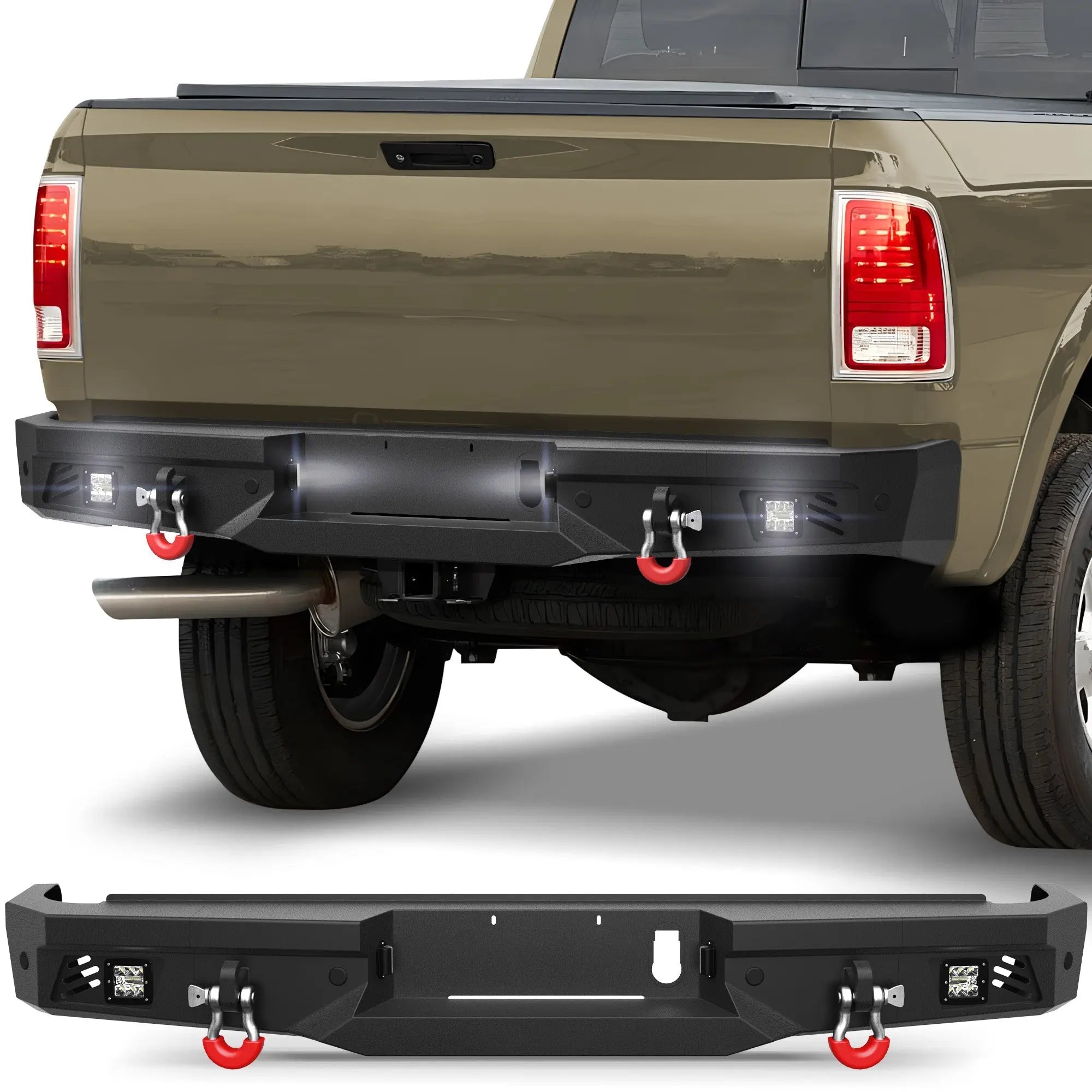 Ram 2500 Rear Back Bumper for 2010-2018 Ram 2500/3500 w/LED Lights and D-rings - nadiaauto