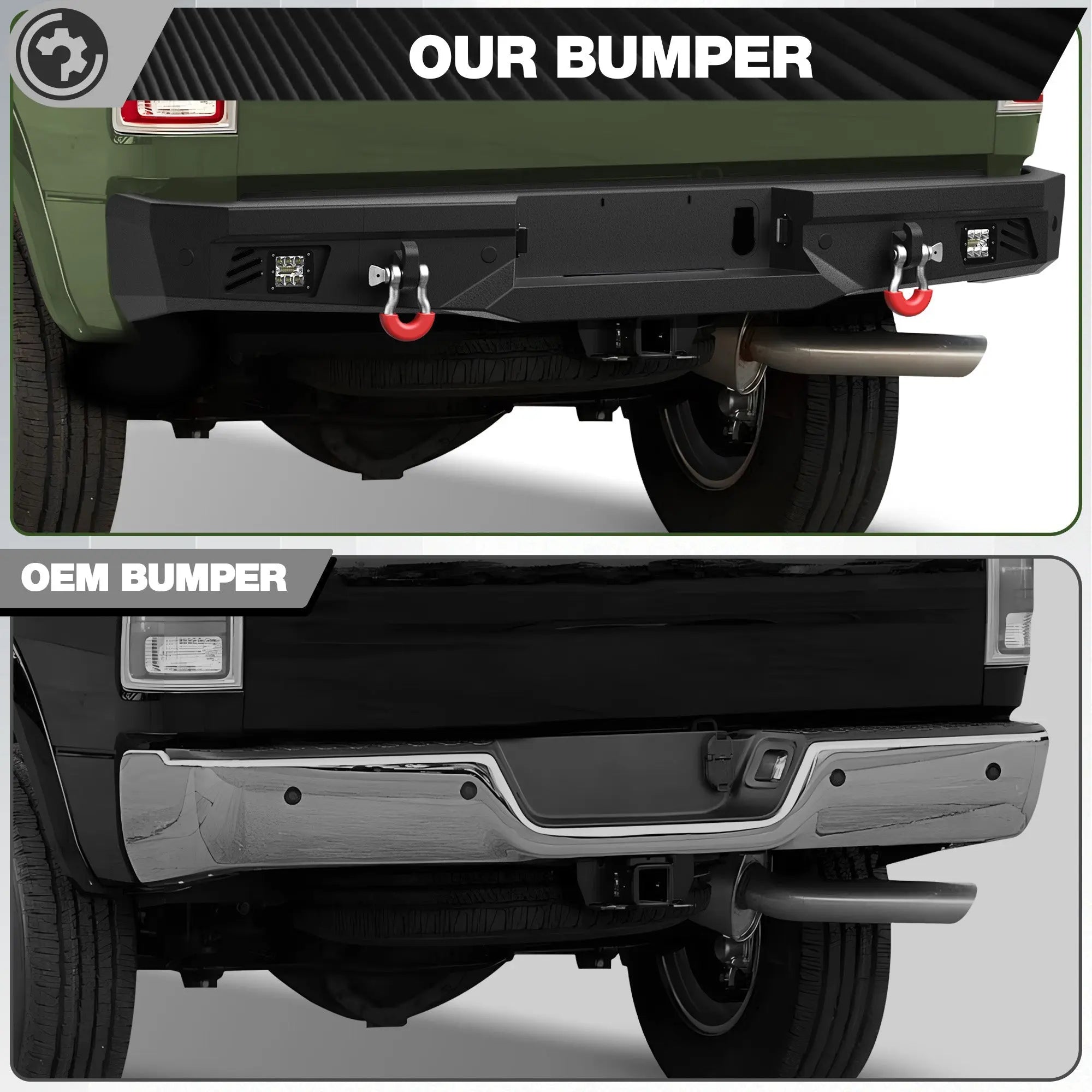 Ram 2500 Rear Back Bumper for 2010-2018 Ram 2500/3500 w/LED Lights and D-rings - nadiaauto