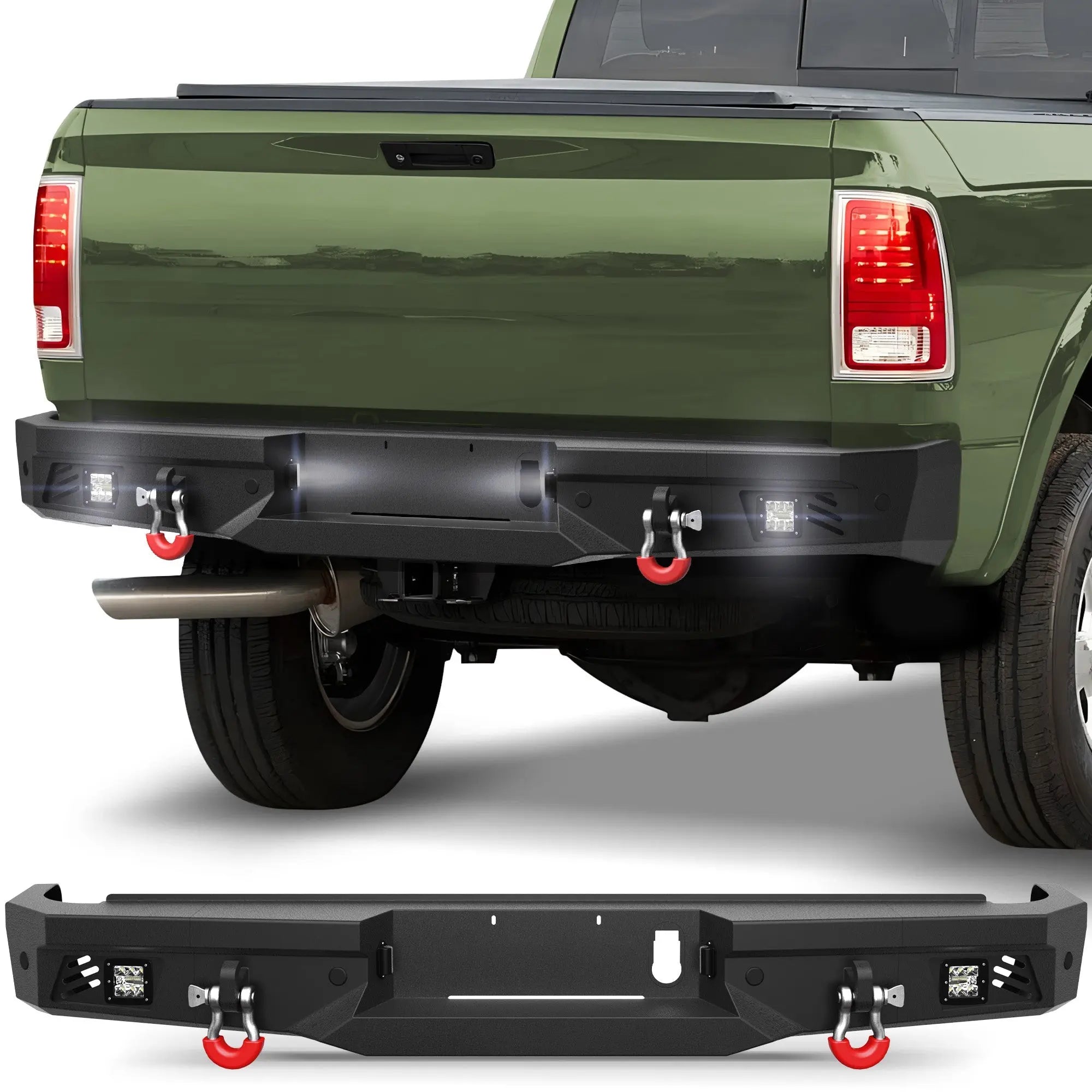 Ram 2500 Rear Back Bumper for 2010-2018 Ram 2500/3500 w/LED Lights and D-rings - nadiaauto