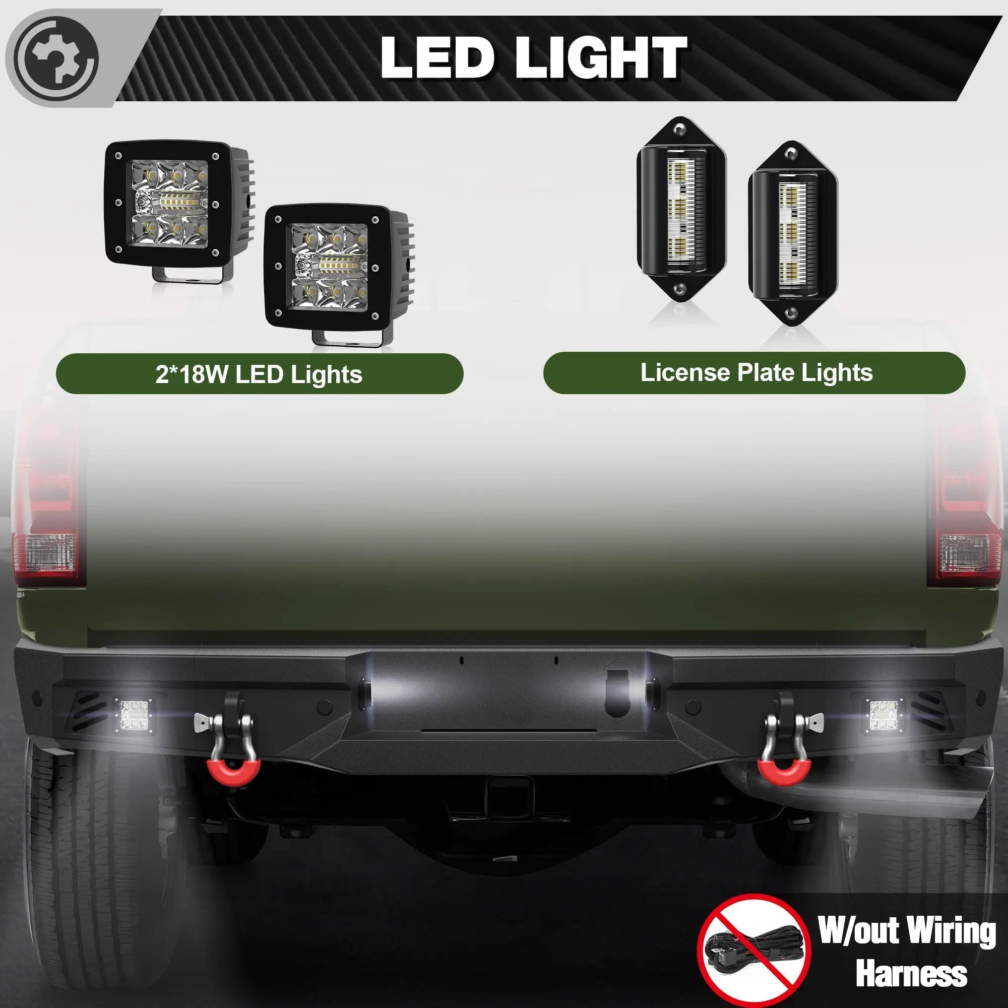 Ram 2500 Rear Back Bumper for 2010-2018 Ram 2500/3500 w/LED Lights and D-rings - nadiaauto