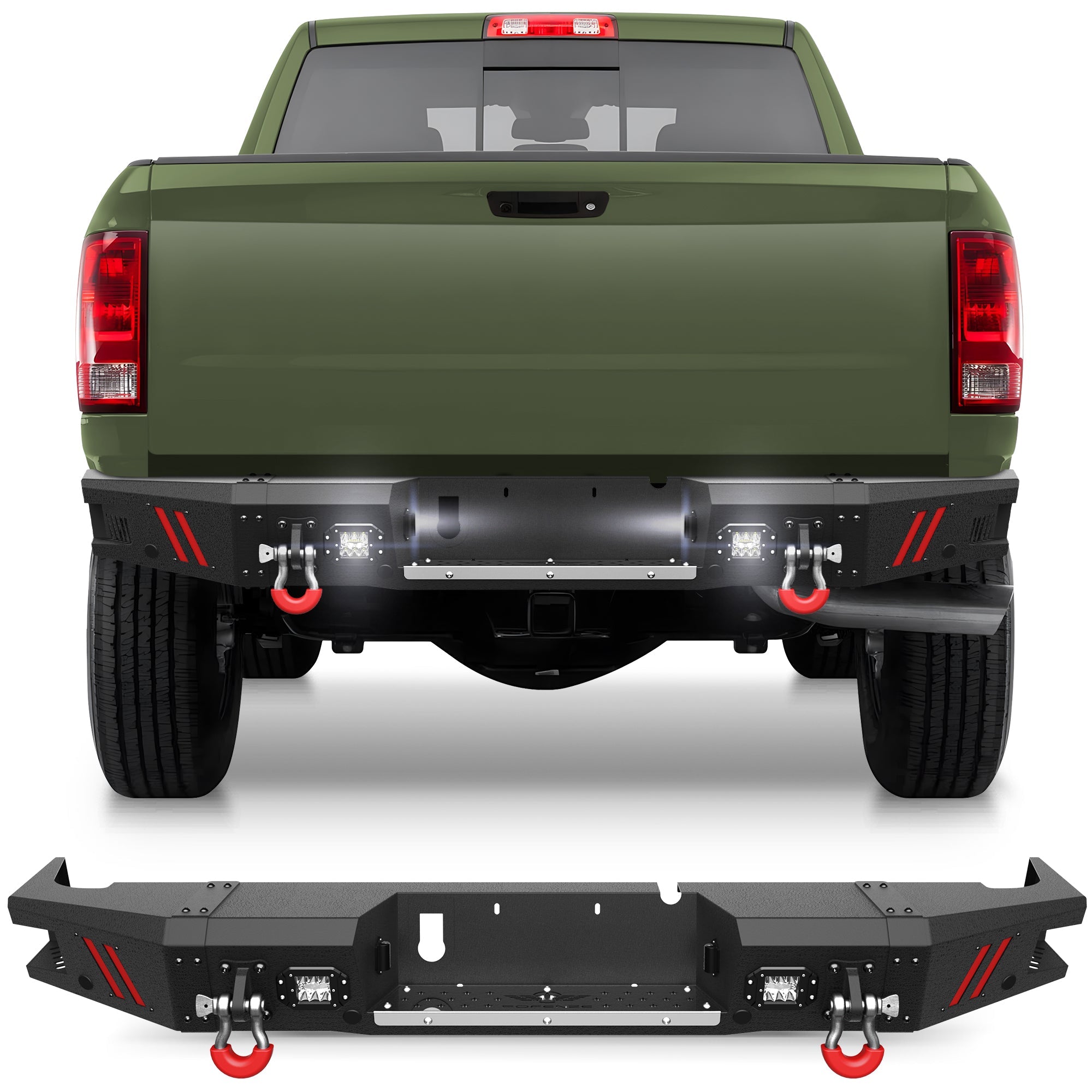 Ram 2500 Rear Bumper Compatible with 2010-2018 Dodge Ram 2500 3500 Black Pickup Truck Bumper - nadiaauto