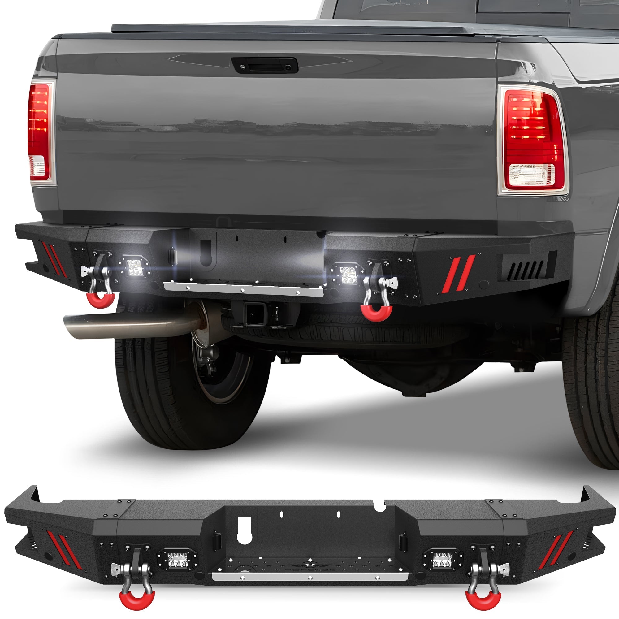 Ram 2500 Rear Bumper Compatible with 2010 - 2018 Dodge Ram 2500 3500 Black Pickup Truck Bumper - nadiaauto