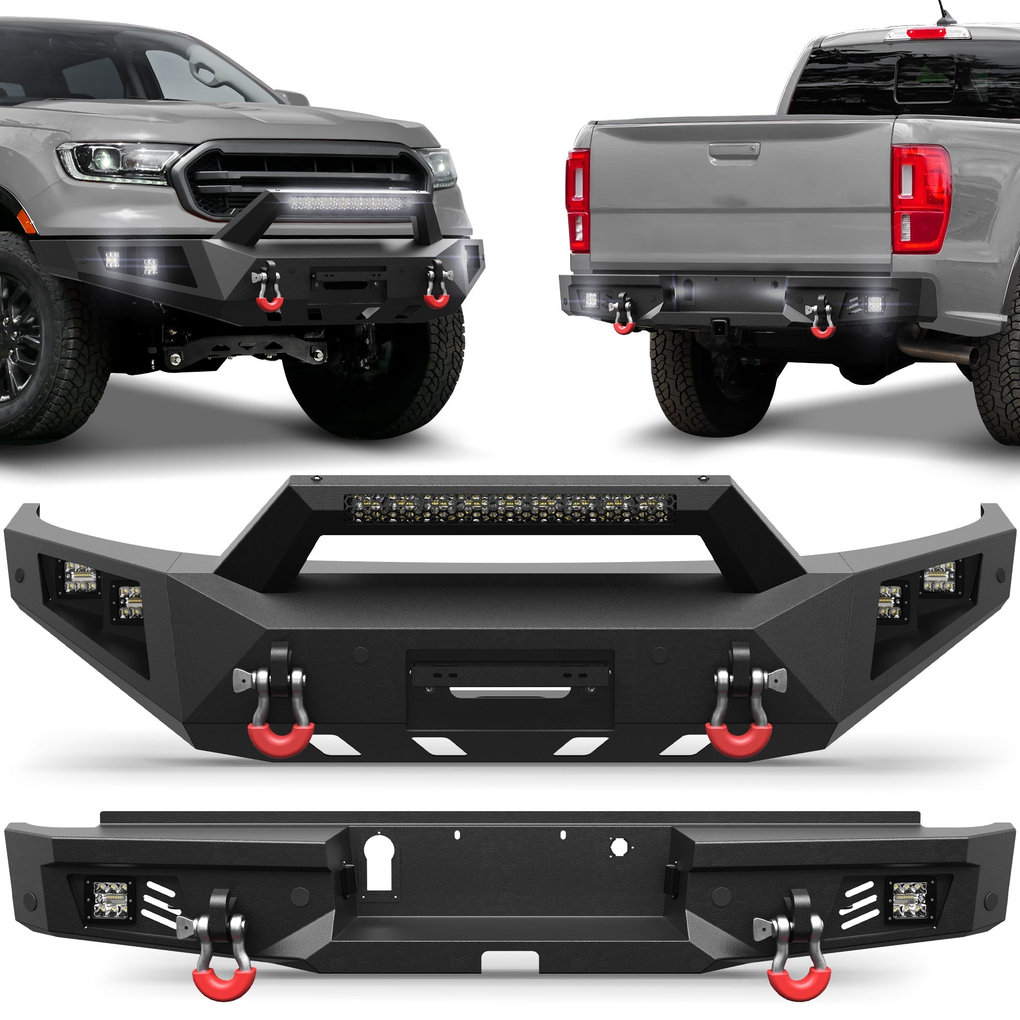 Ranger Front and Rear Bumper Set for 2019 - 2023 Ford Ranger Pickup Truck (Excluding Wildtrak) - nadiaauto