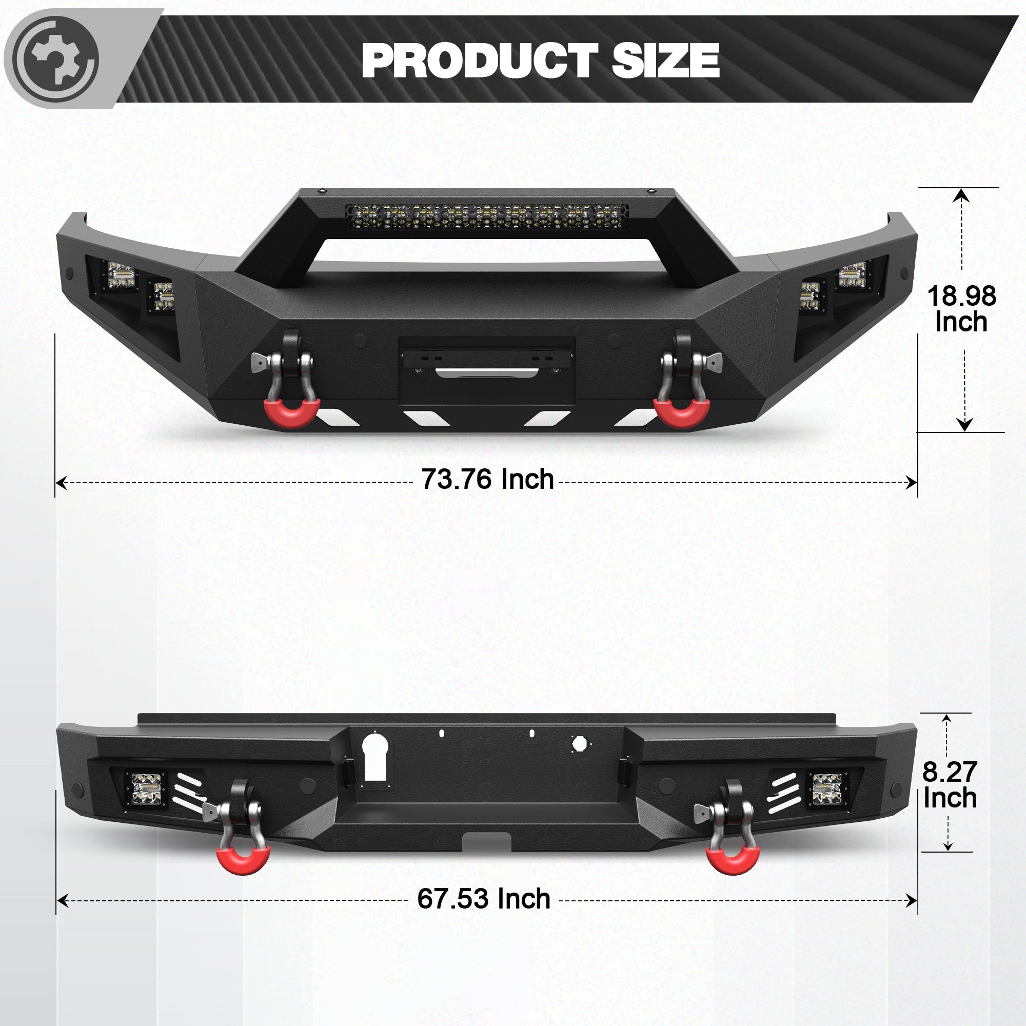 Ranger Front and Rear Bumper Set for 2019-2023 Ford Ranger Pickup Truck (Excluding Wildtrak) - nadiaauto