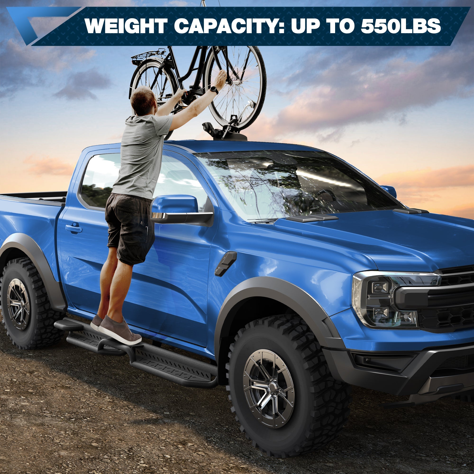 Ranger Running Boards Side Step Ford Ranger 2019 2020 2021 2022 2023 2024 SuperCrew(4 Door) - nadiaauto