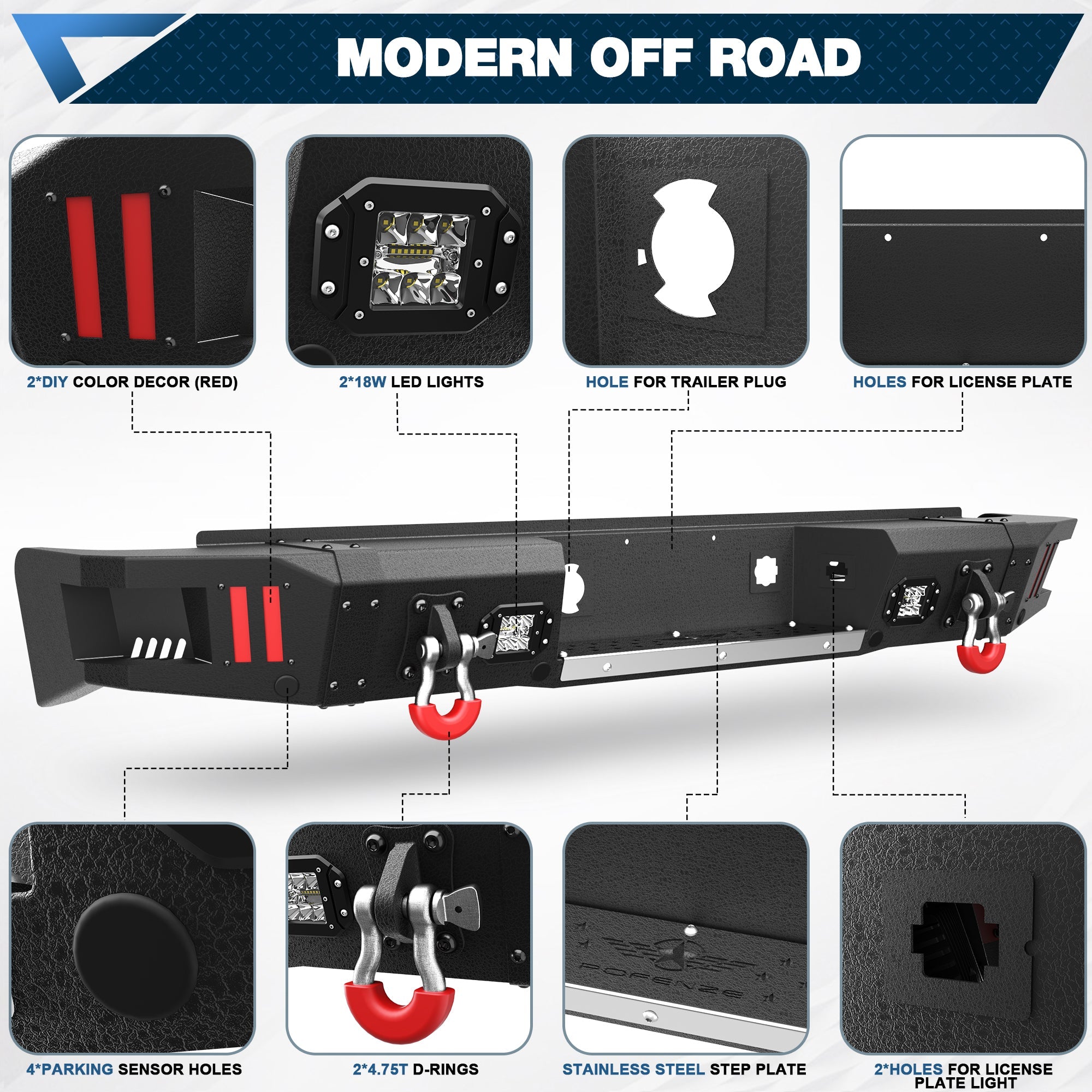 Rear Back Truck Bumper for 2007 2008 2009 2010 2011 2012 2013 Chevy Silverado 1500/GMC Sierra 1500 - nadiaauto