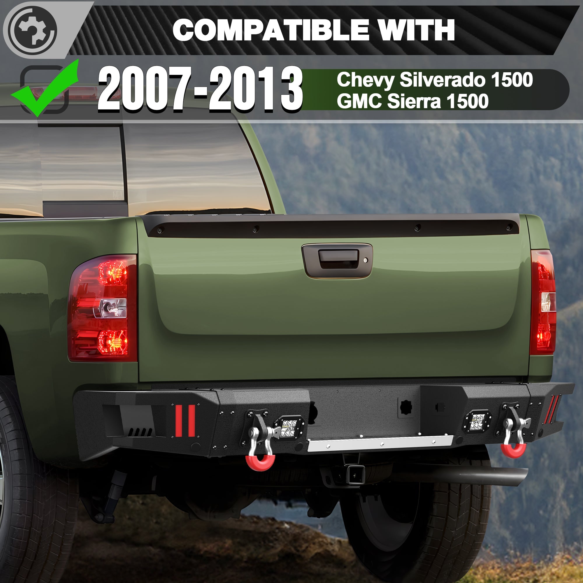 Rear Back Truck Bumper for 2007 2008 2009 2010 2011 2012 2013 Chevy Silverado 1500/GMC Sierra 1500 - nadiaauto