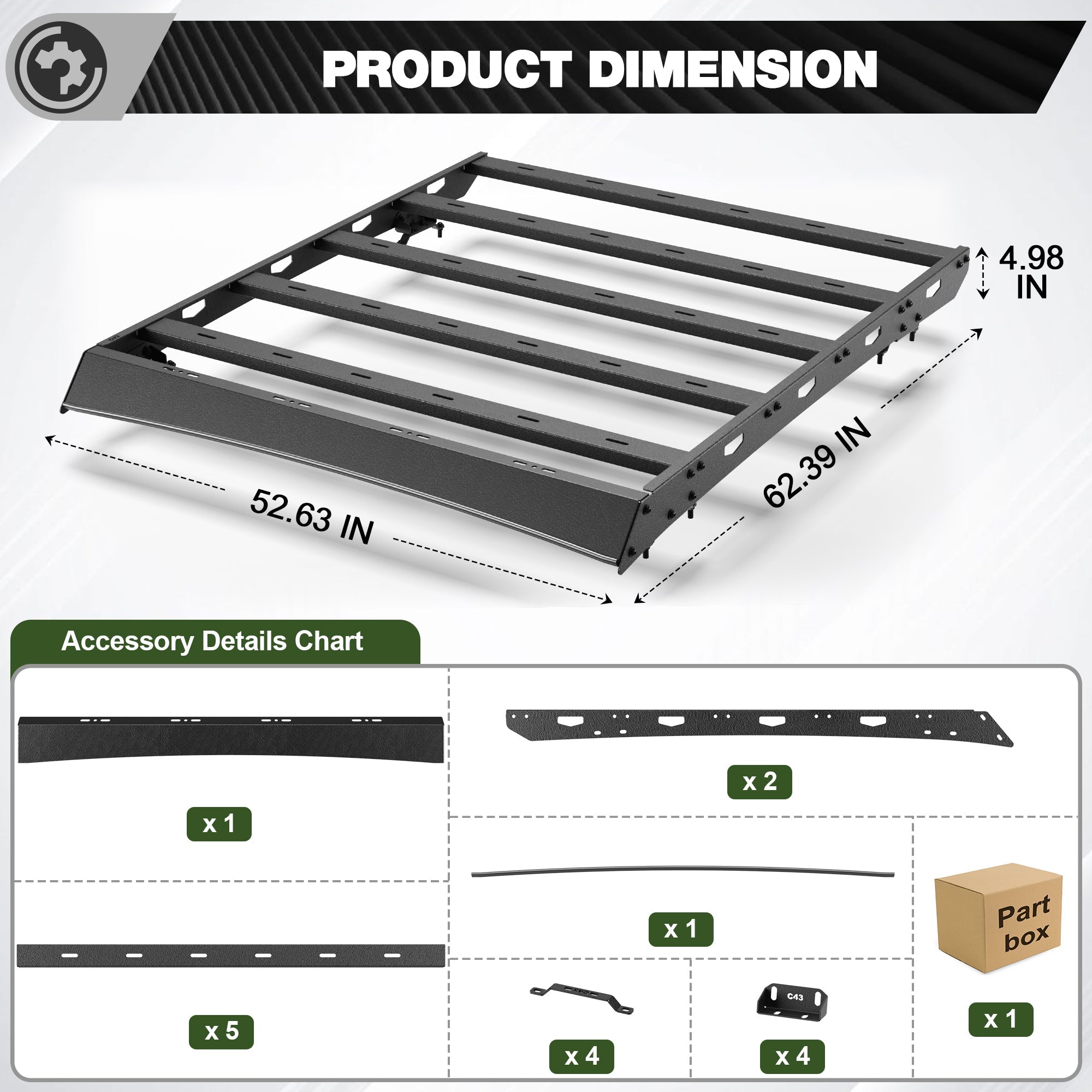 Roof Rack Cargo Crossbars Compatible with Chevy Silverado 1500/2500 2019-2025 Regular Cab Only - nadiaauto