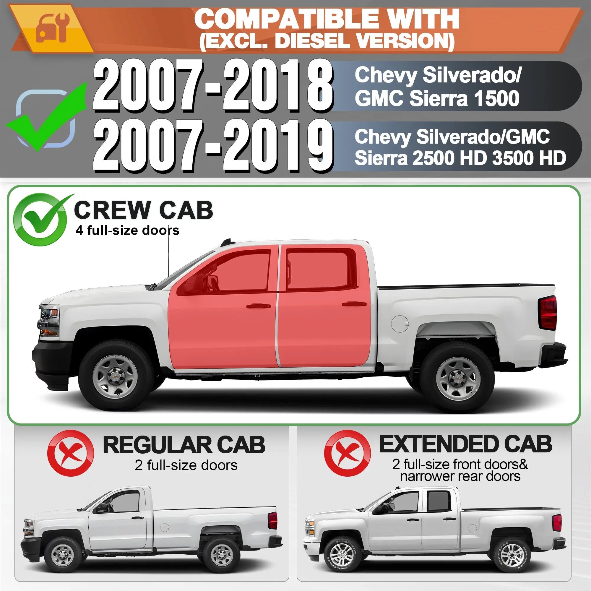 Premium Side Steps for Chevy Silverado & GMC Sierra 1500/2500HD/3500HD (07-18/07-19)