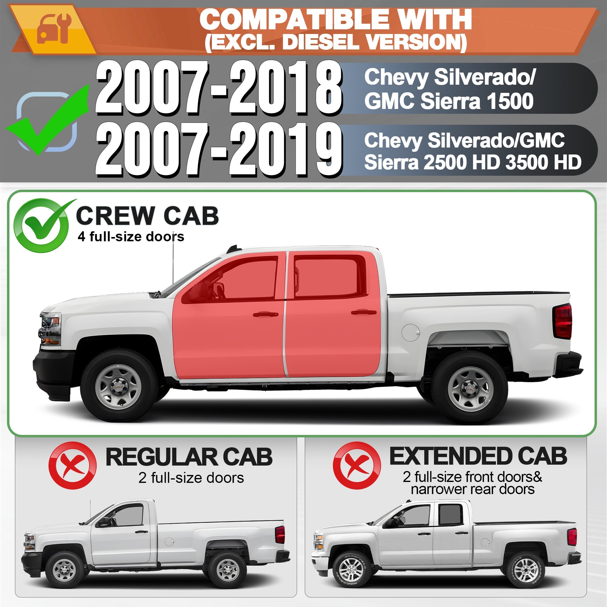 Premium Side Steps for Chevy Silverado & GMC Sierra 1500/2500HD/3500HD (07-18/07-19)