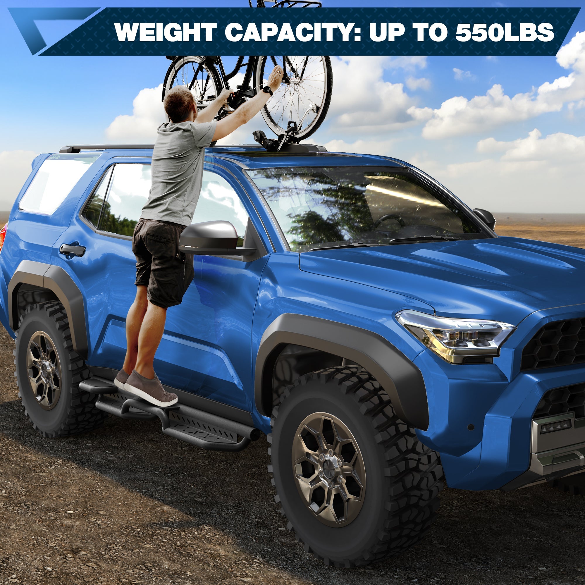 Running Boards Side Steps Compatible with 2014 - 2024 Toyota 4Runner SR5, 2015 - 2024 TRD Pro & 2017 - 2024 TRD 2PCS Nerf Bars - nadiaauto