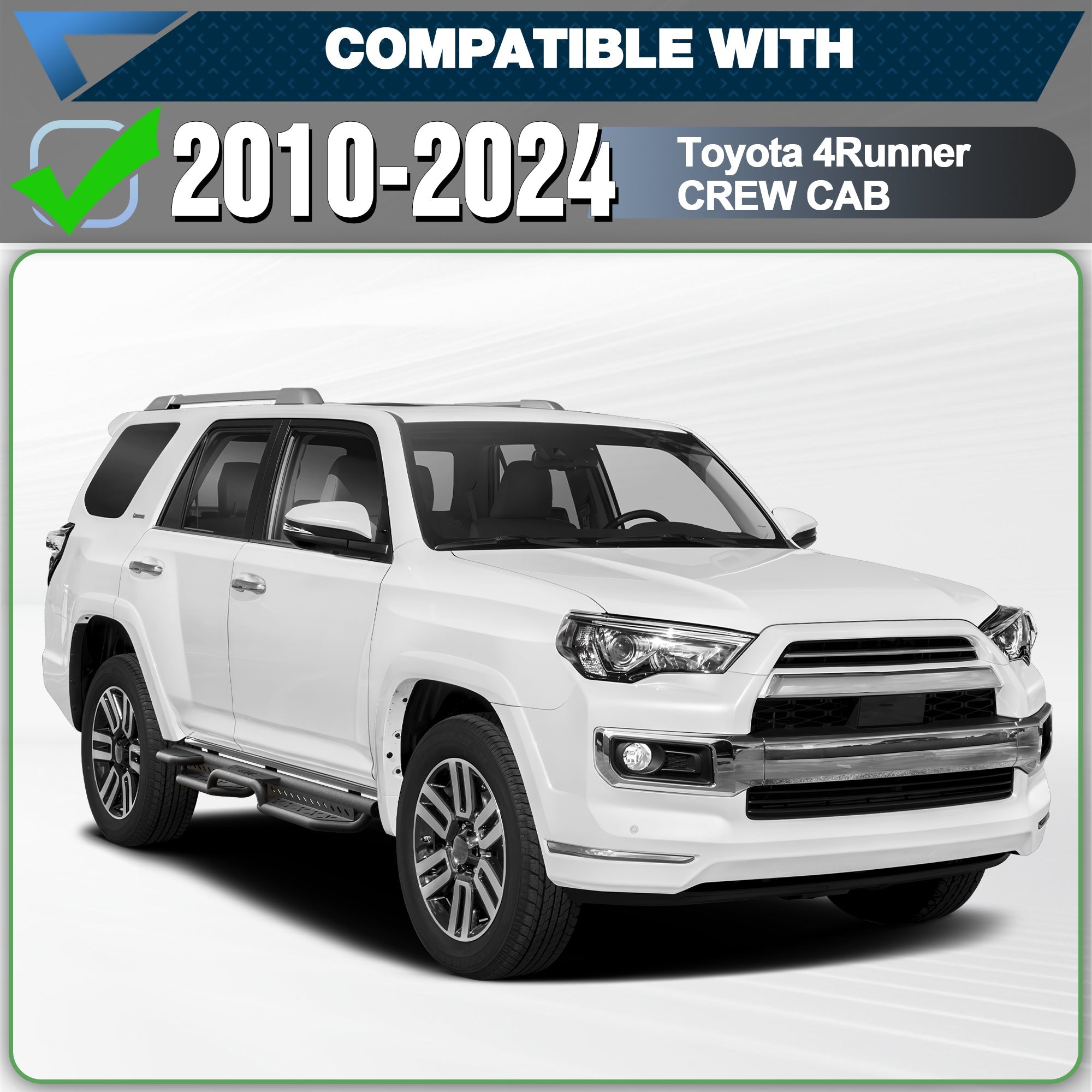 Running Boards Side Steps Compatible with 2014 - 2024 Toyota 4Runner SR5, 2015 - 2024 TRD Pro & 2017 - 2024 TRD 2PCS Nerf Bars - nadiaauto