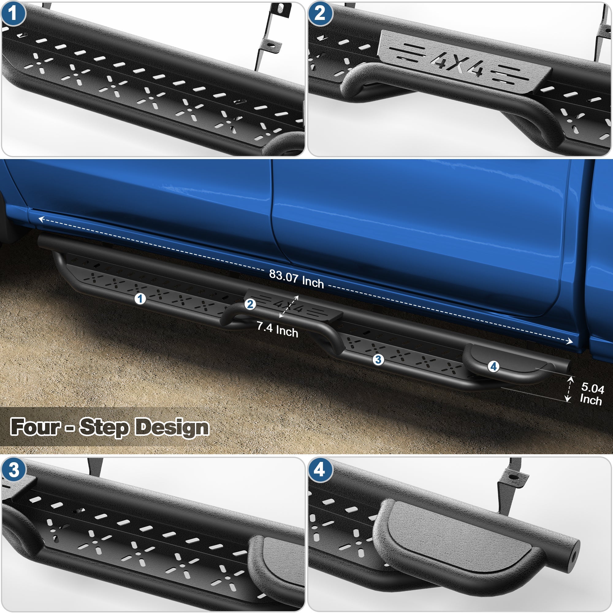 Side Steps for 2019-2025 Chevy Silverado & GMC Sierra 1500, 2020-2025 Chevrolet Silverado/GMC Sierra 2500HD 3500HD Crew Cab