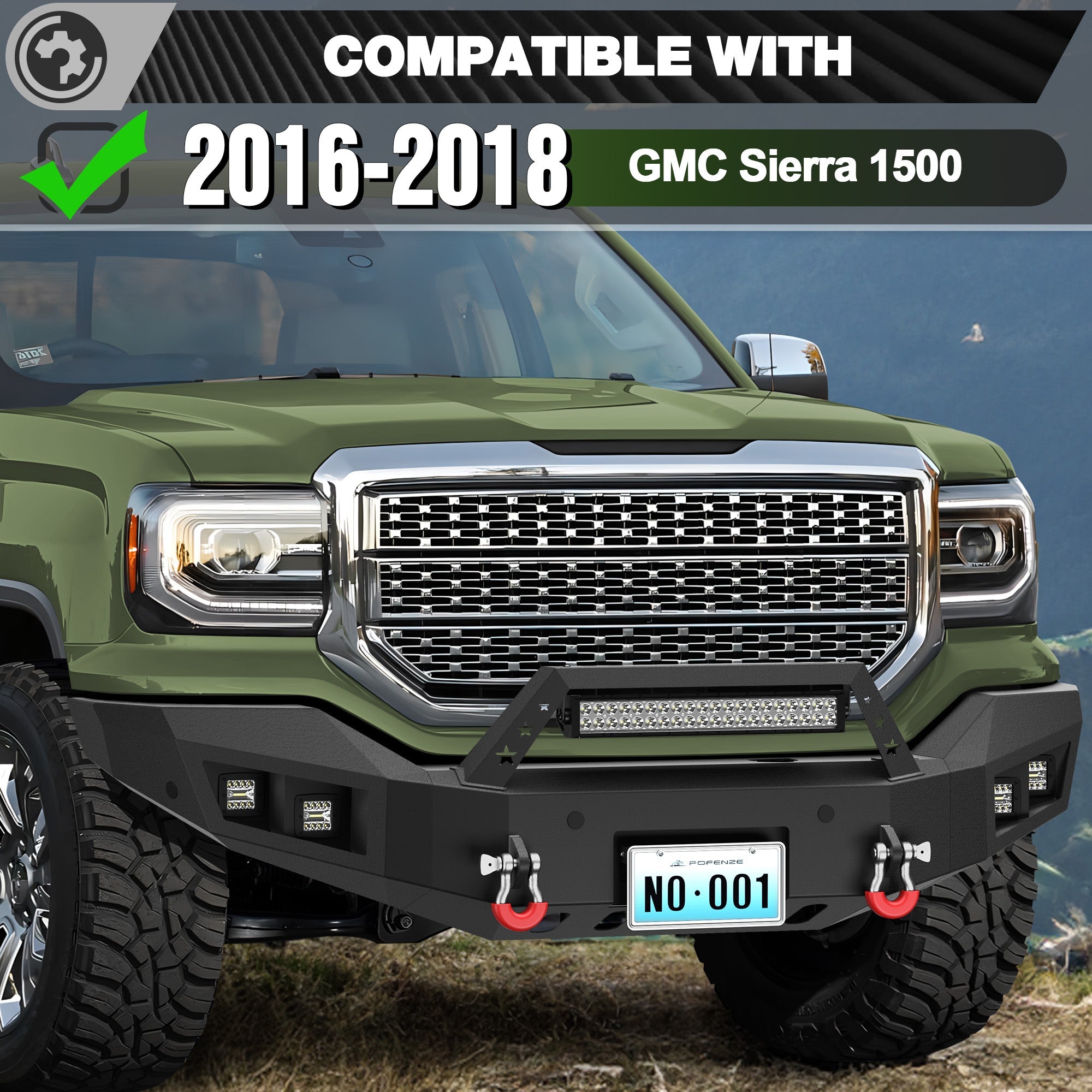 Sierra 1500 Front Bumper and Rear Bumper Combo for 2016 2017 2018 GMC Sierra 1500 w/Winch Plate - nadiaauto