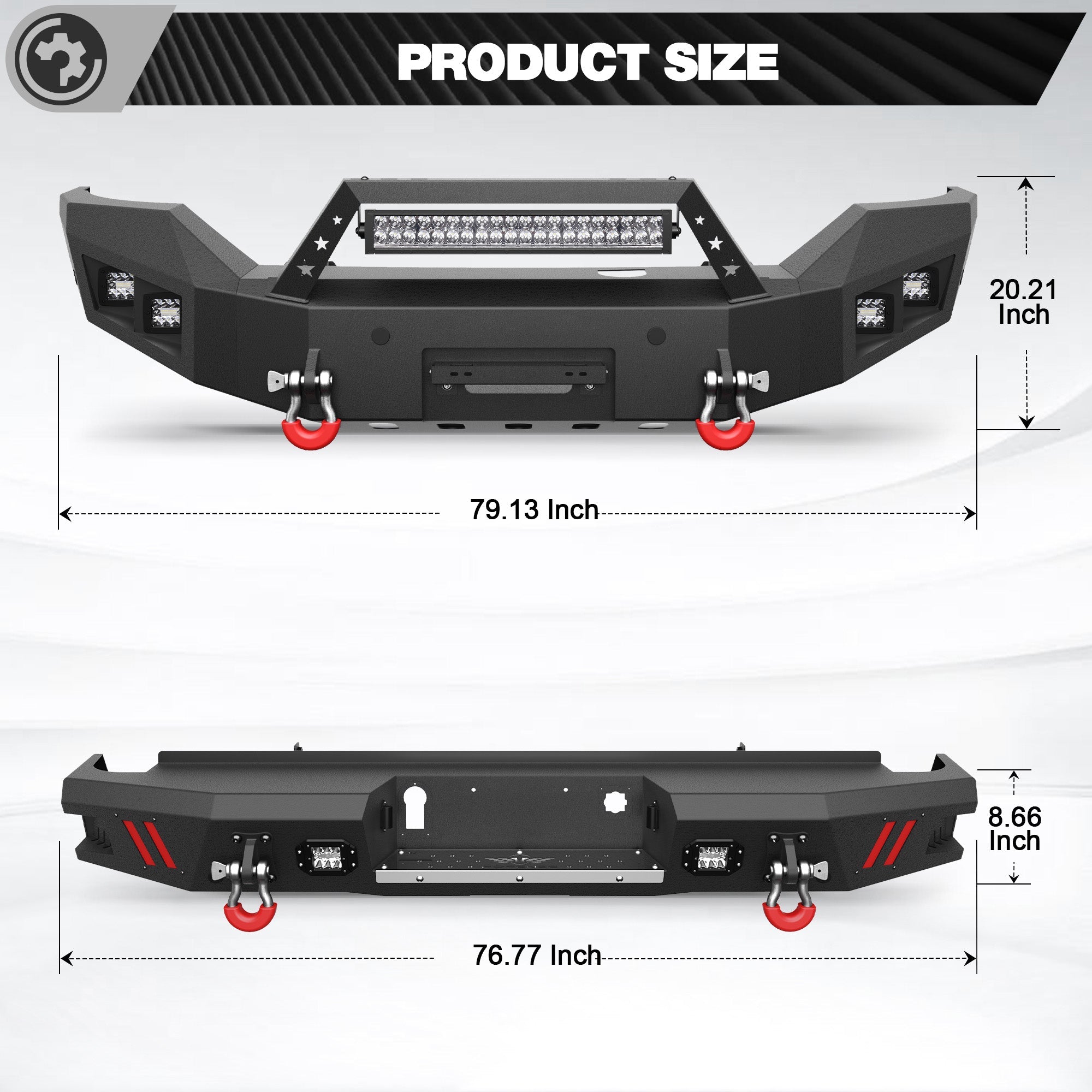 Sierra 1500 Front Bumper and Rear Bumper Combo for 2016 2017 2018 GMC Sierra 1500 w/Winch Plate - nadiaauto