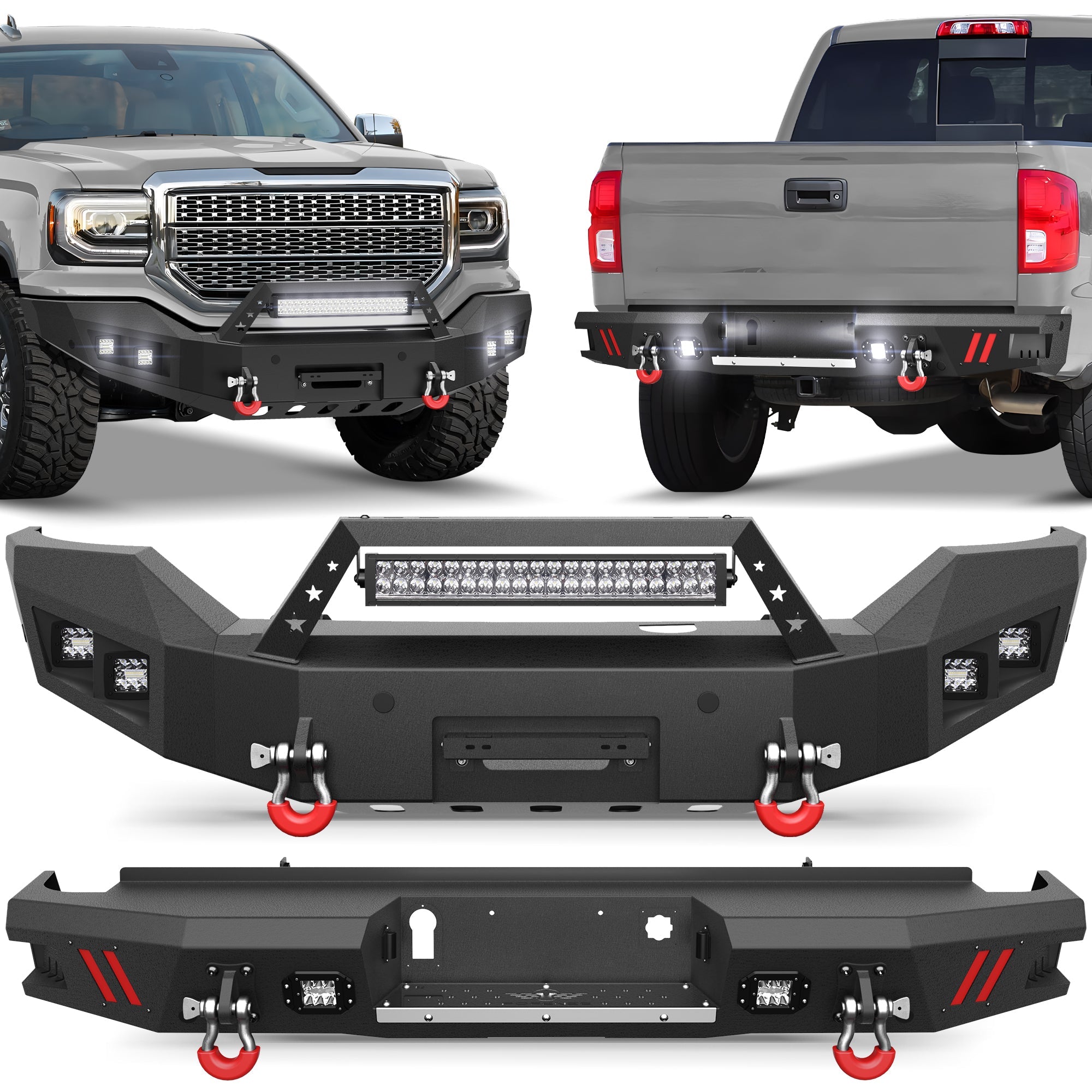 Sierra 1500 Front Bumper and Rear Bumper Combo for 2016 2017 2018 GMC Sierra 1500 w/Winch Plate - nadiaauto
