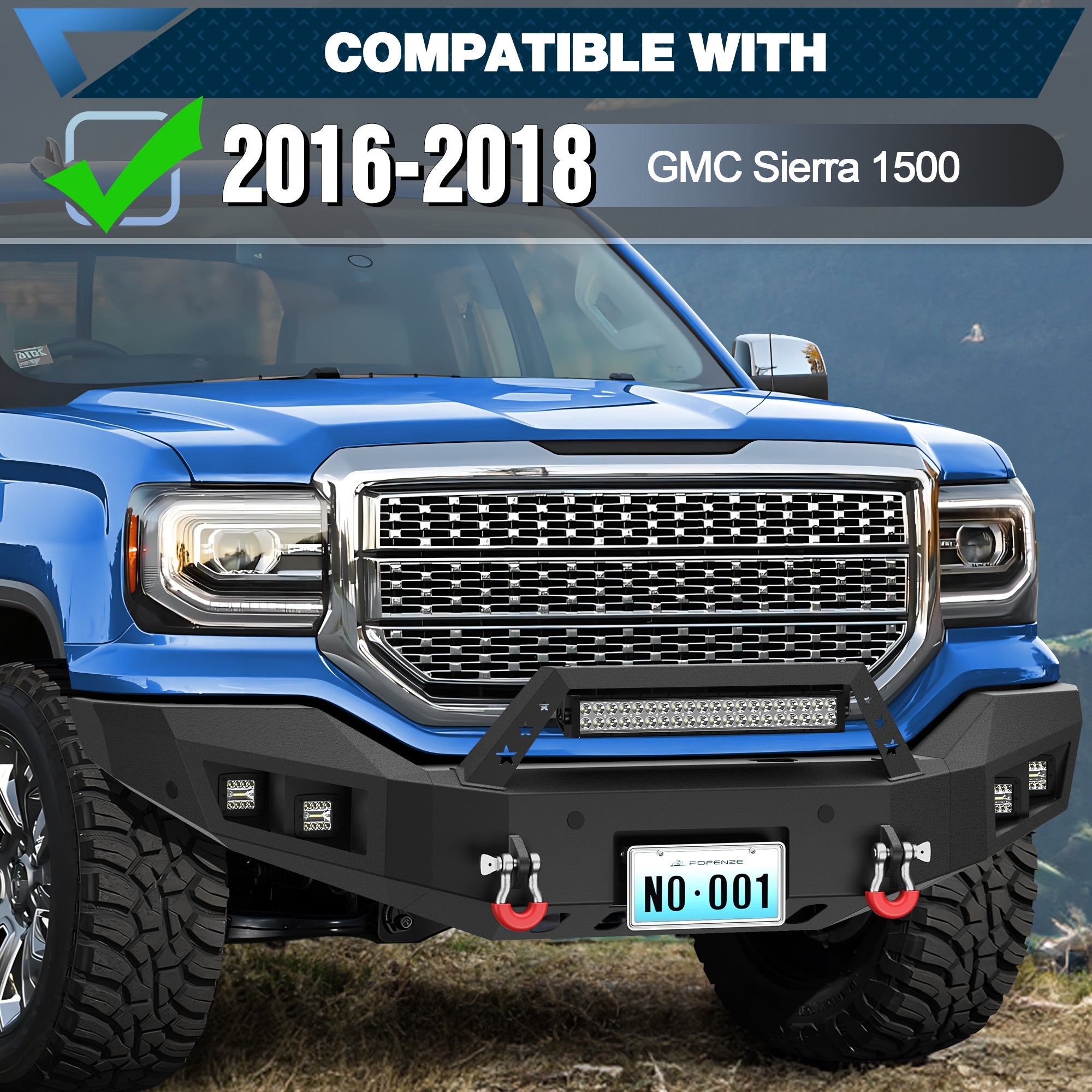 Sierra 1500 Front Bumper for 2016 2017 2018 GMC Sierra 1500 w/Winch Plate - nadiaauto