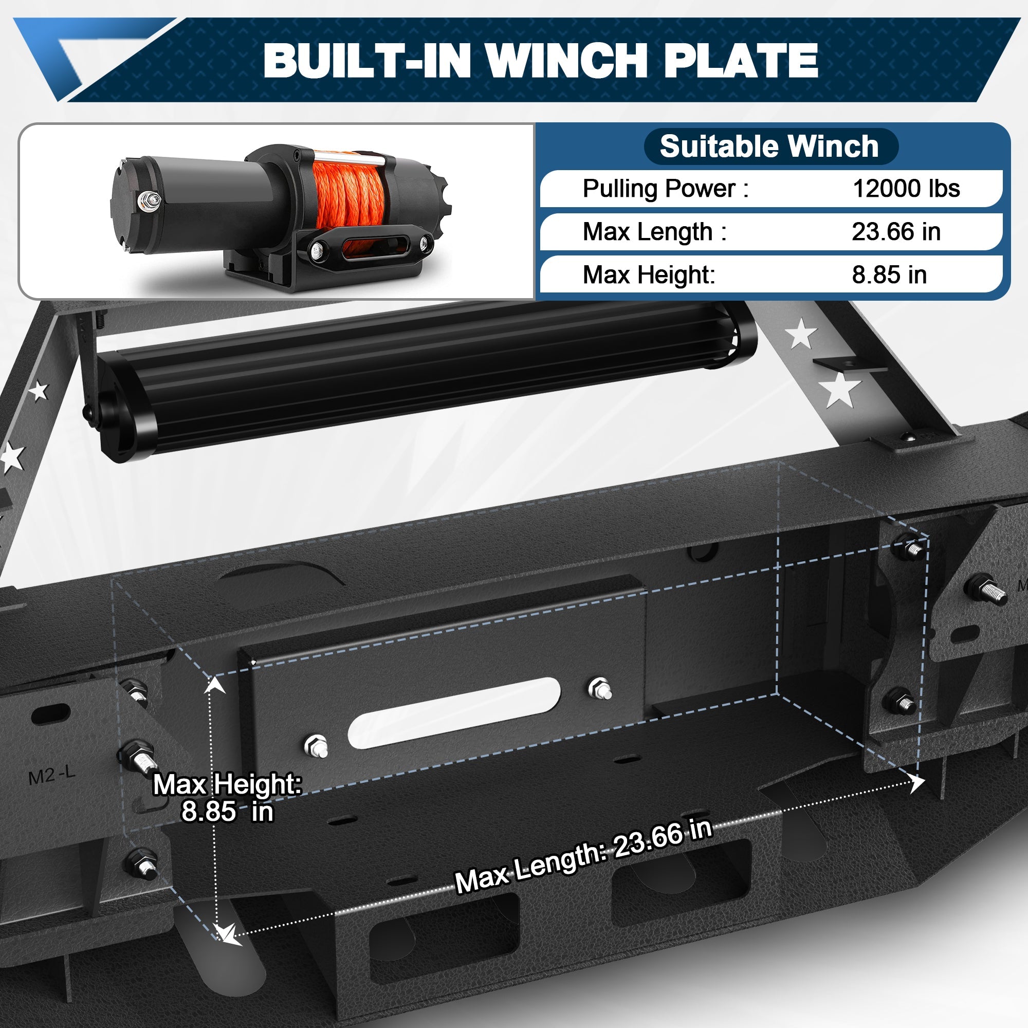 Sierra 1500 Front Bumper for 2016 2017 2018 GMC Sierra 1500 w/Winch Plate - nadiaauto