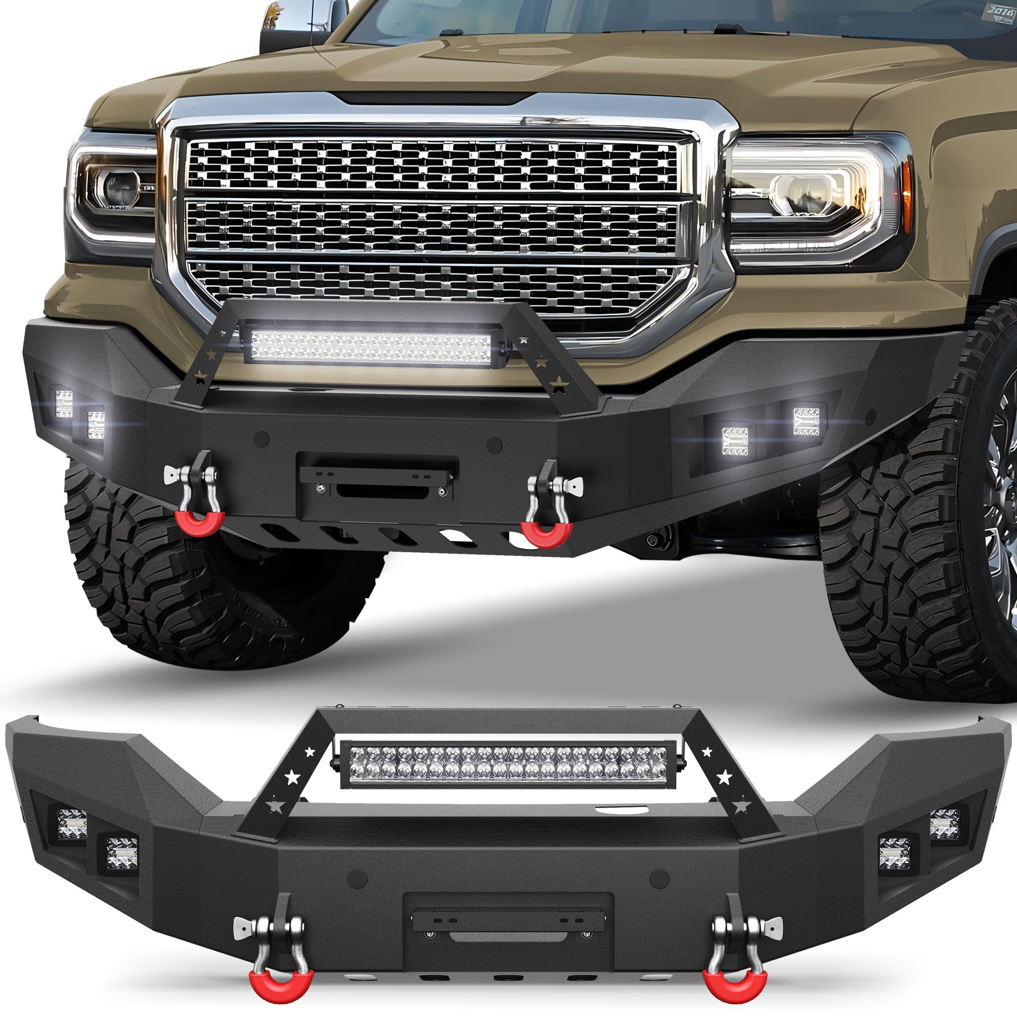 Sierra 1500 Front Bumper for 2016 2017 2018 GMC Sierra 1500 w/Winch Plate - nadiaauto