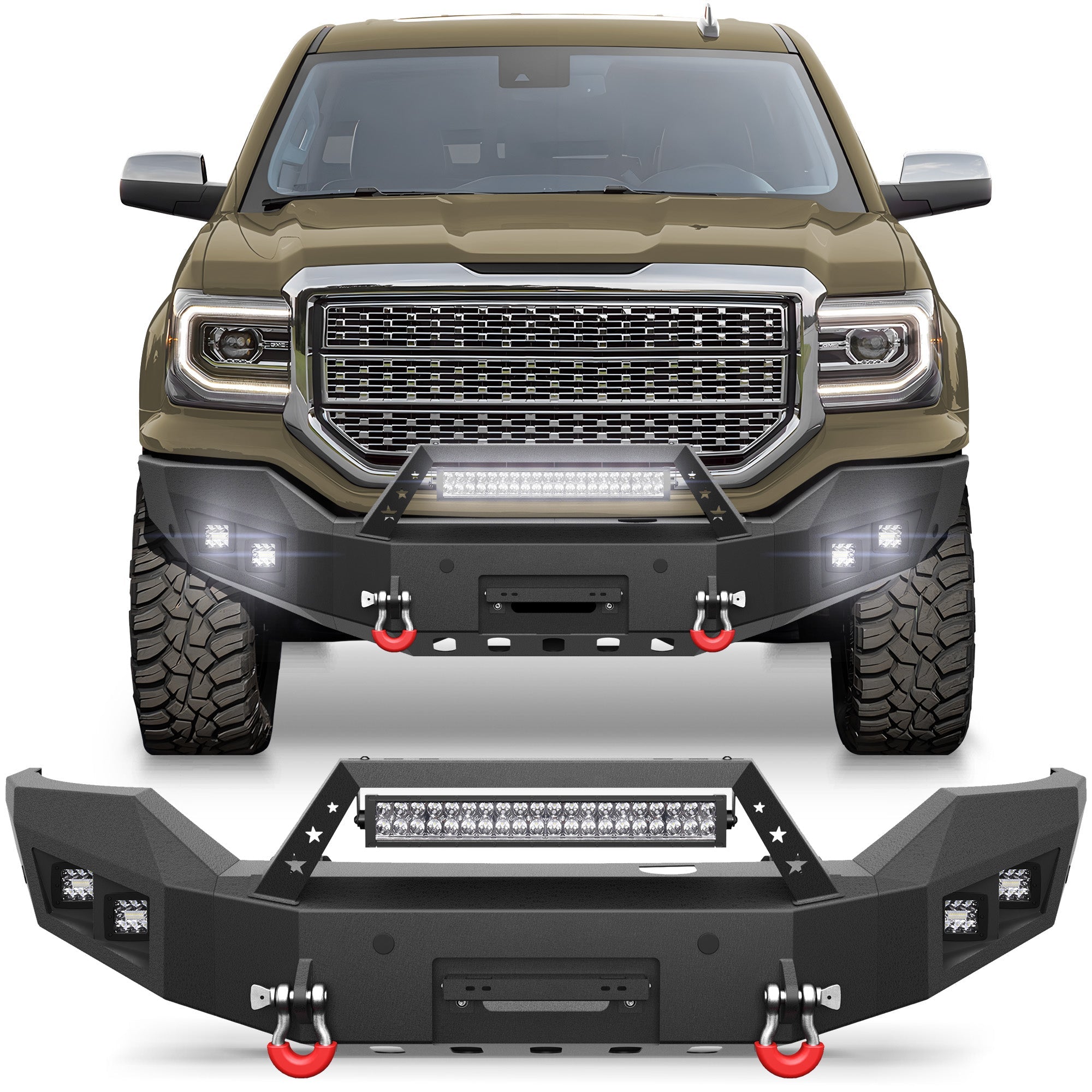 Sierra 1500 Front Bumper for 2016 2017 2018 GMC Sierra 1500 w/Winch Plate - nadiaauto