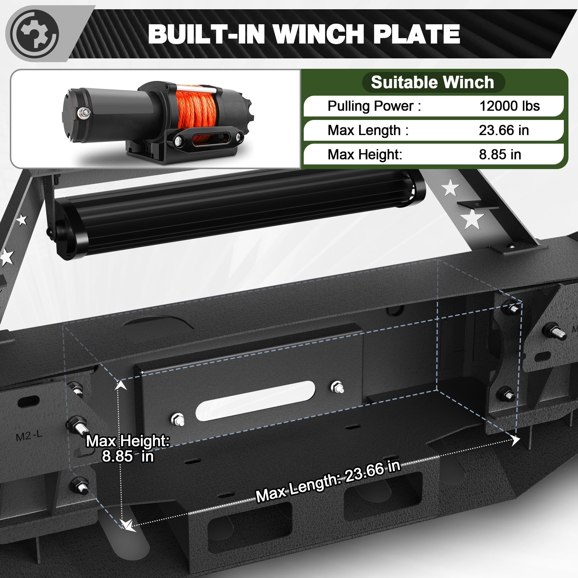 Sierra 1500 Front Bumper for 2016 2017 2018 GMC Sierra 1500 w/Winch Plate - nadiaauto