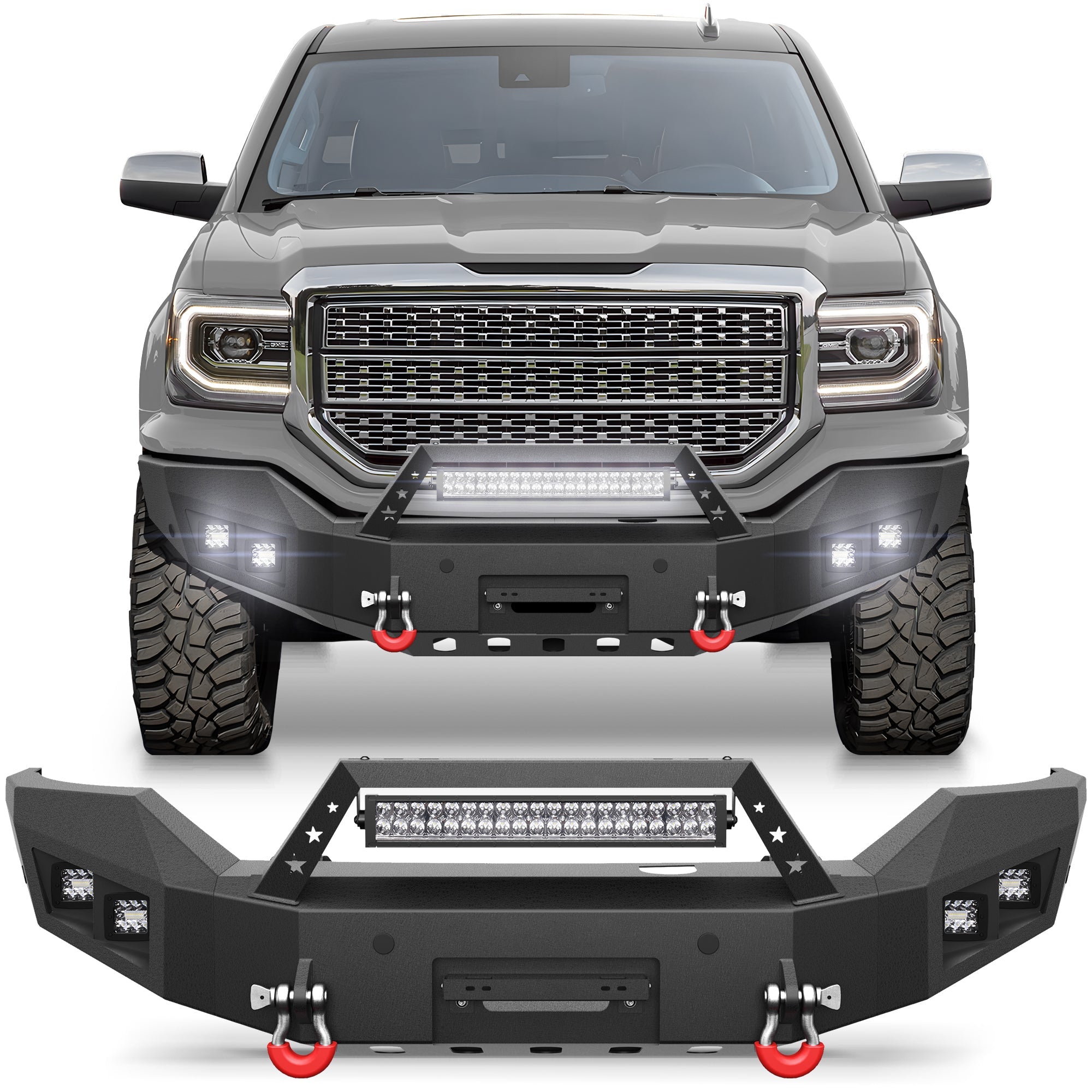 Sierra 1500 Front Bumper for 2016 2017 2018 GMC Sierra 1500 w/Winch Plate - nadiaauto